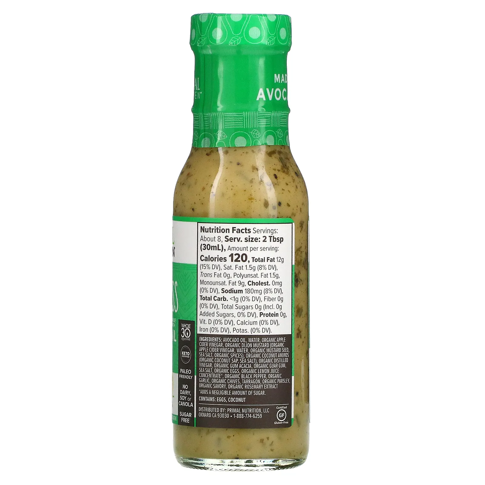 Primal Kitchen, заправка и маринад с маслом авокадо, «Зеленая богиня», 236 мл (8 жидк. унций)