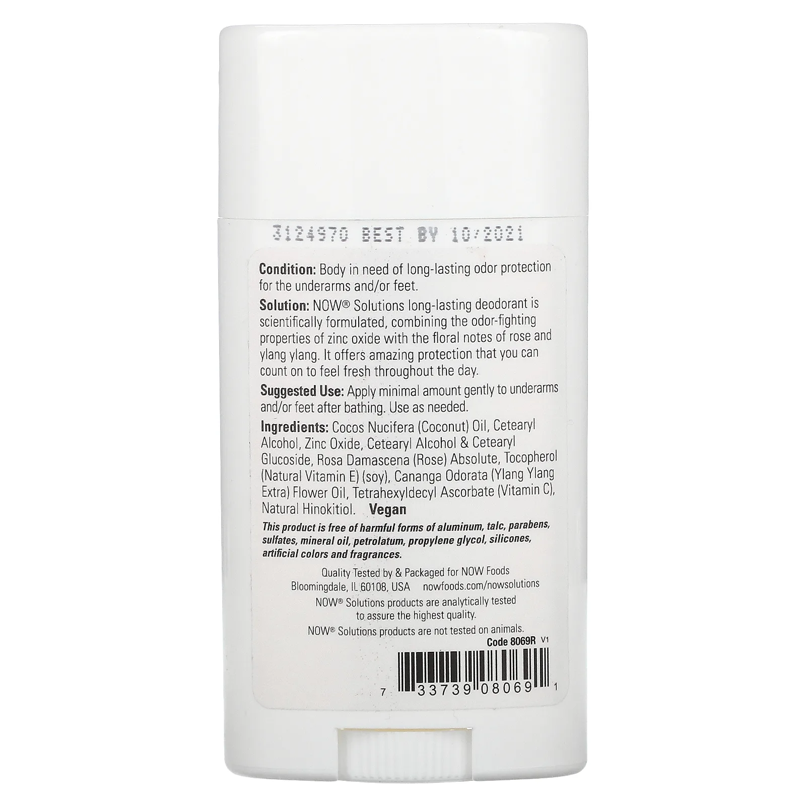 NOW Foods, дезодорант длительного действия, роза и иланг-иланг, 62 г (2,2 унции)