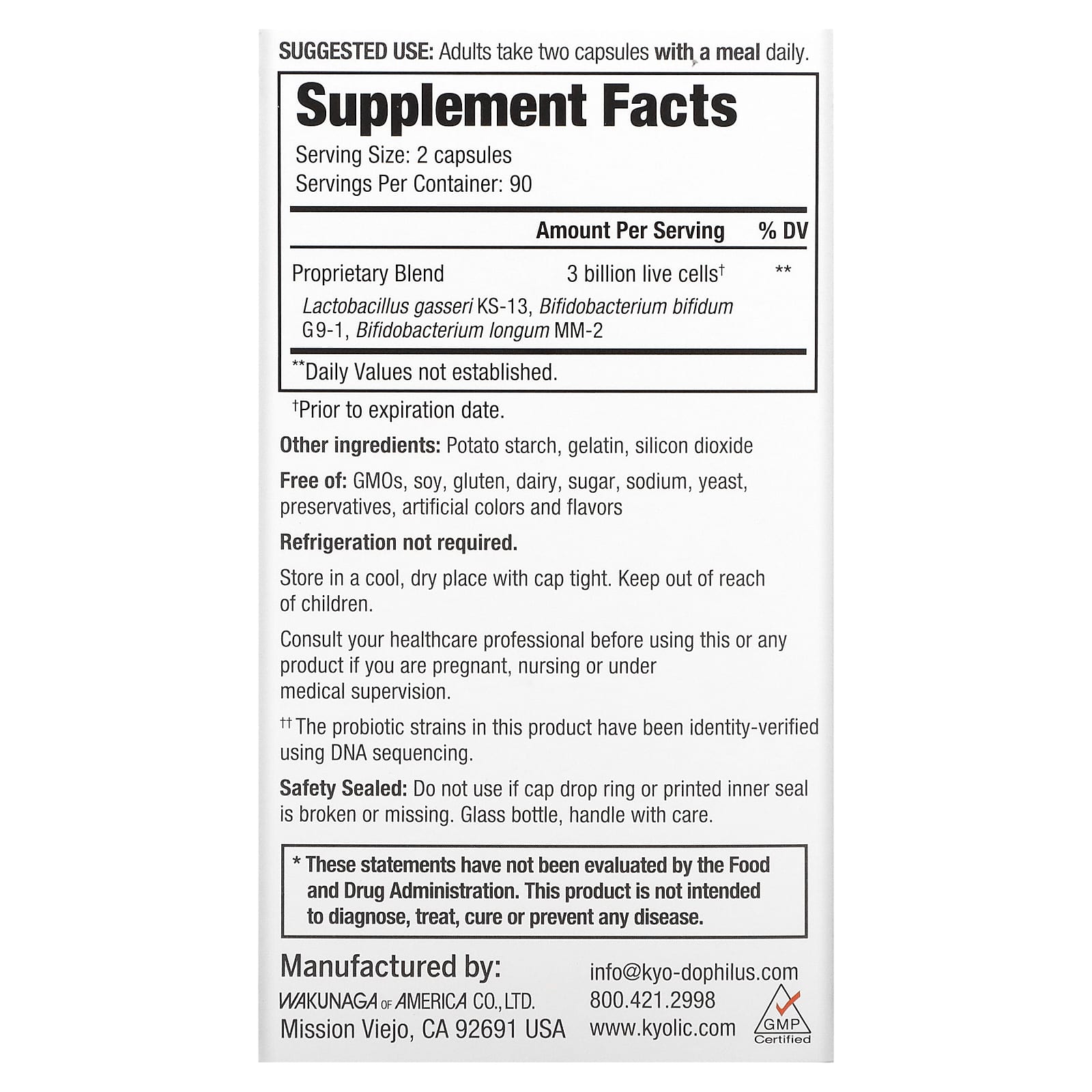 Kyolic, Kyo-Dophilus, ежедневный пробиотик, 180 капсул