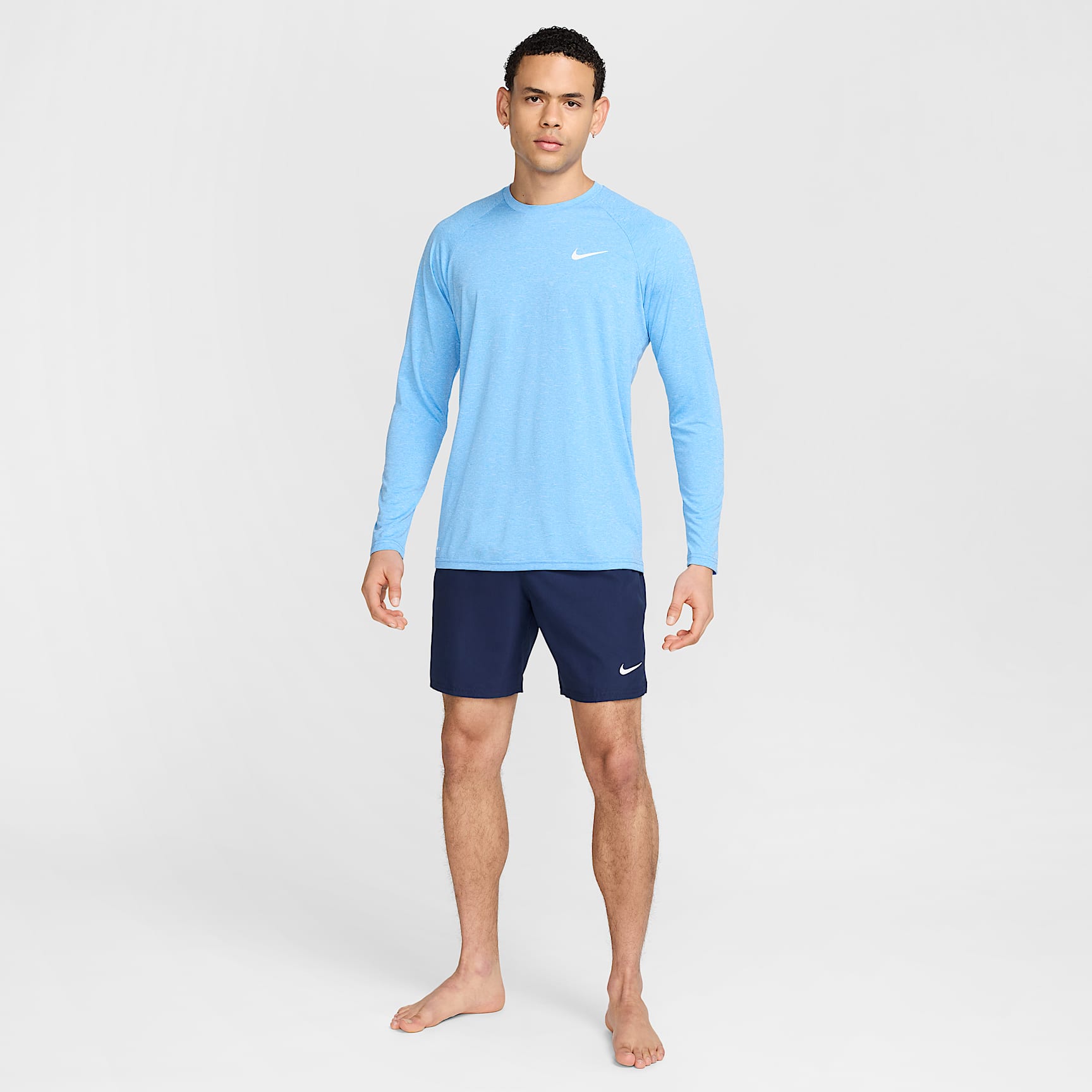 Nike Men's Heathered Long-Sleeve Hydroguard Swim Shirt
