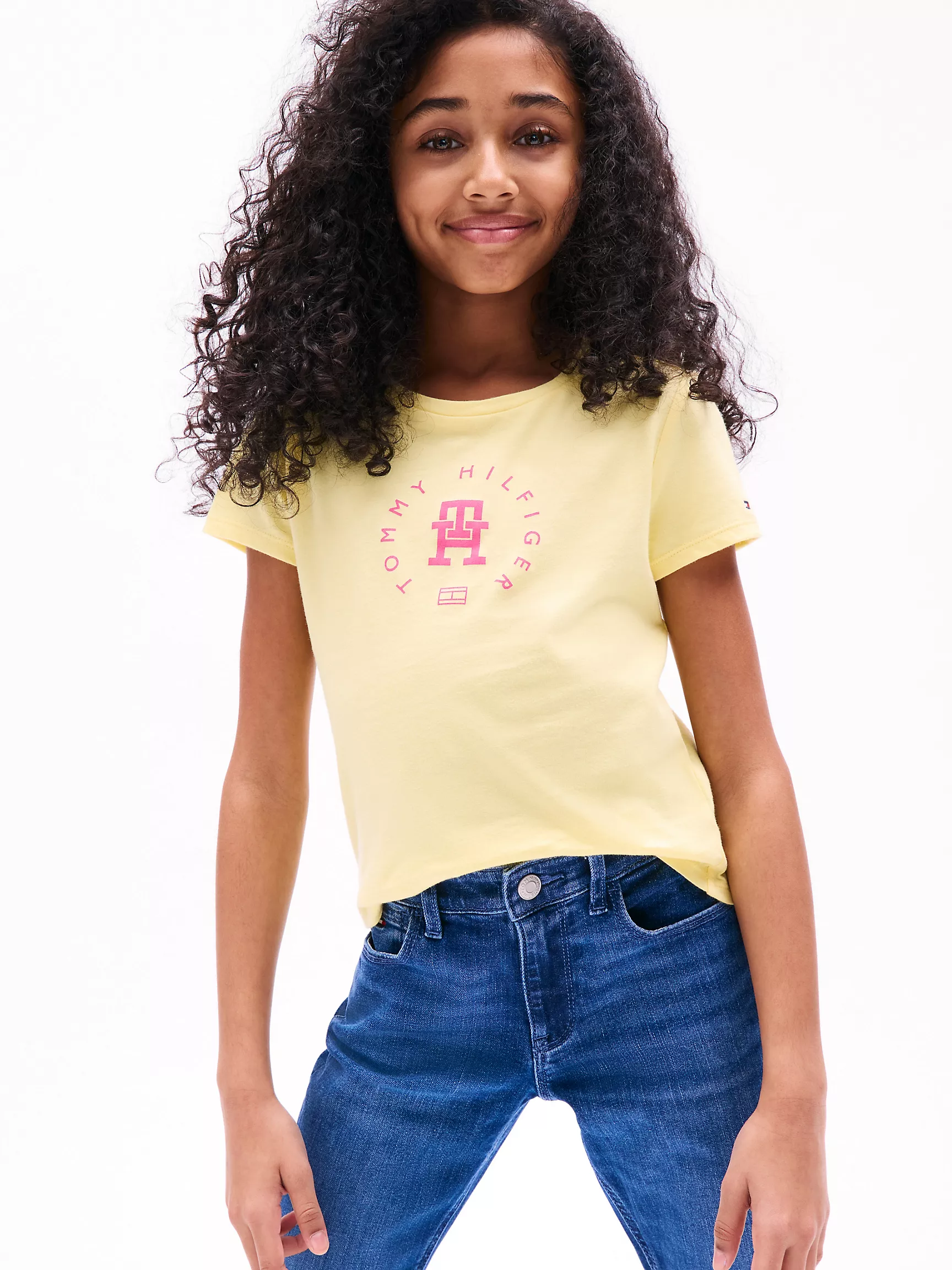 Футболка для девочек Tommy Hilfiger, Детская футболка с круглым логотипом