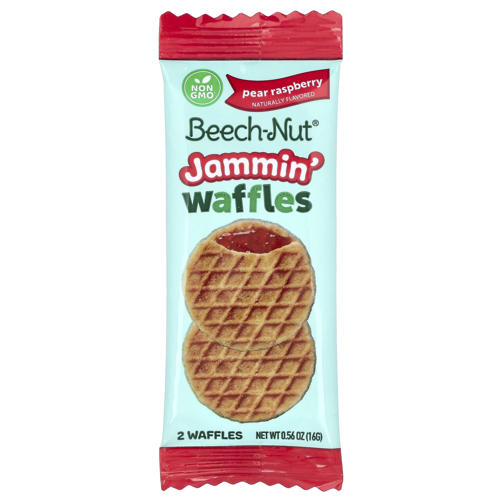Beech-Nut, Jammin 'Waffles, для детей от 12 месяцев, груша и малина, 5 пакетиков по 16 г (0,56 унции)