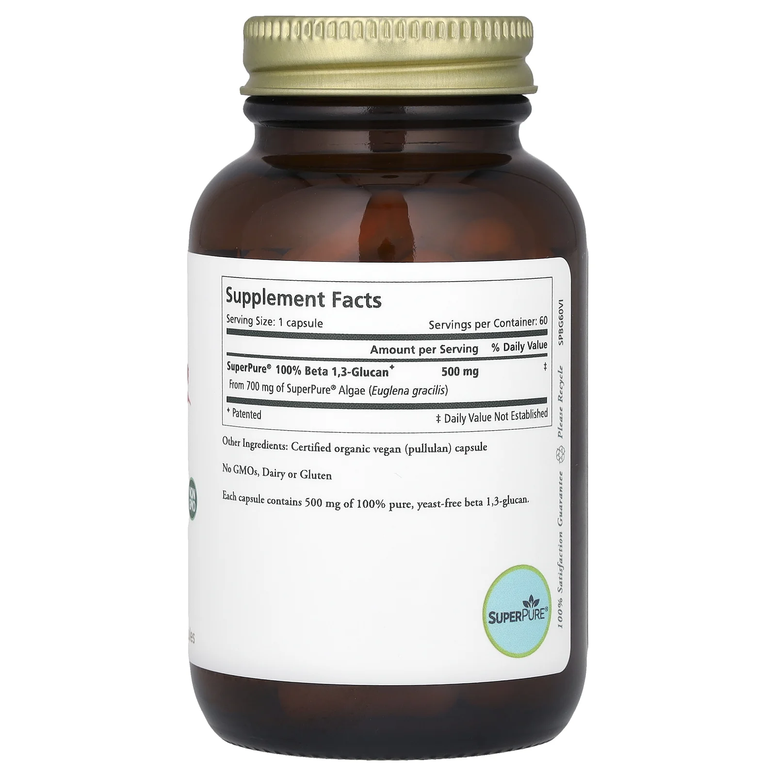 Pure Synergy, SuperPure, бета 1,3-глюкан, экстракт водорослей, 60 капсул