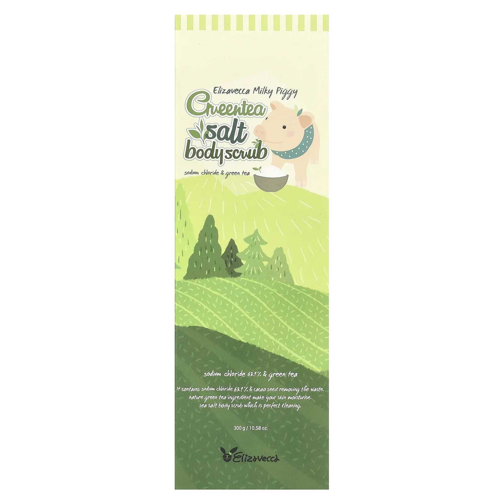 Elizavecca, Milky Piggy, скраб для тела с солью и зеленым чаем, 300 г (10,58 унции)