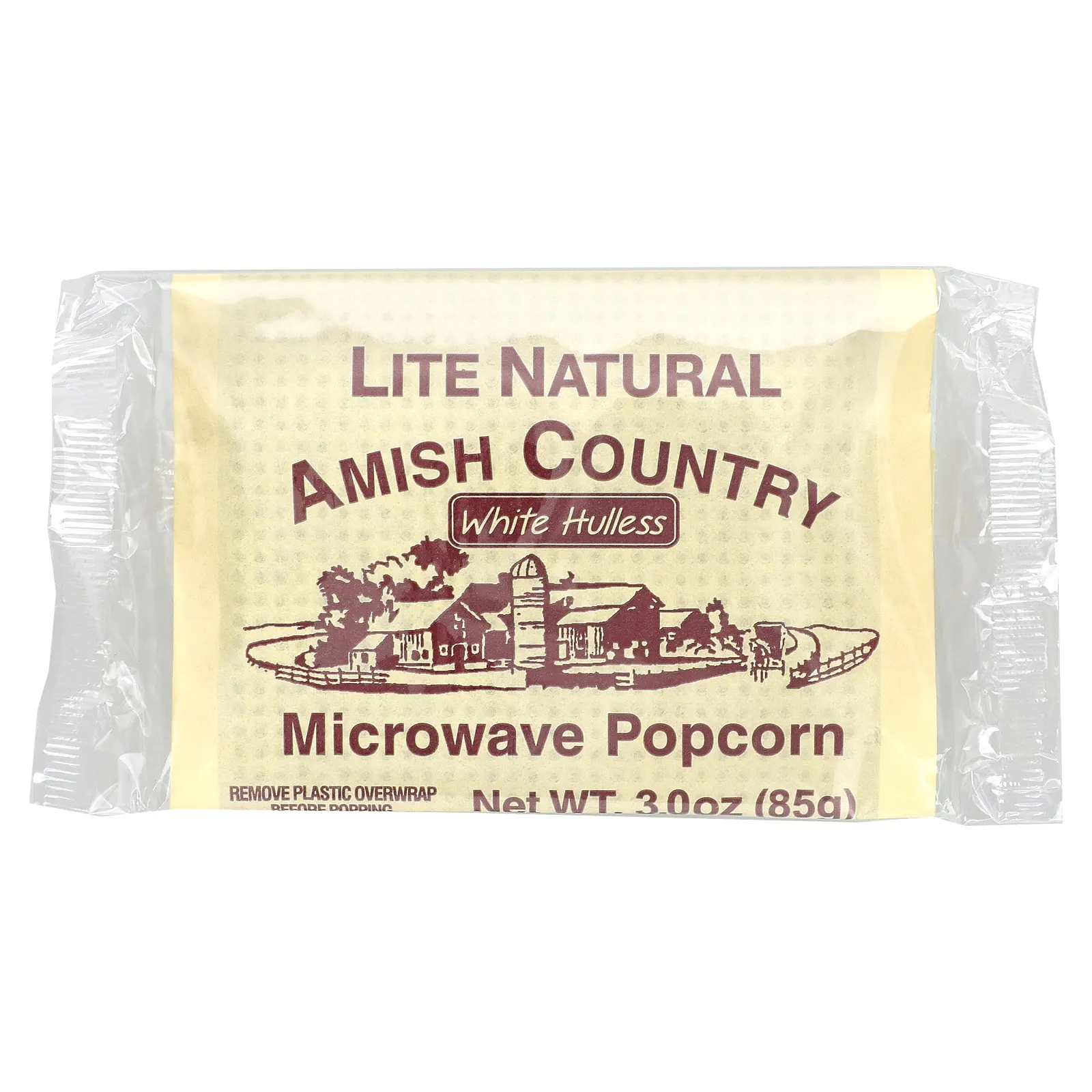 Amish Country Popcorn, Попкорн в микроволновой печи, облегченный натуральный, 3 пакетика по 85 г (3 унции)