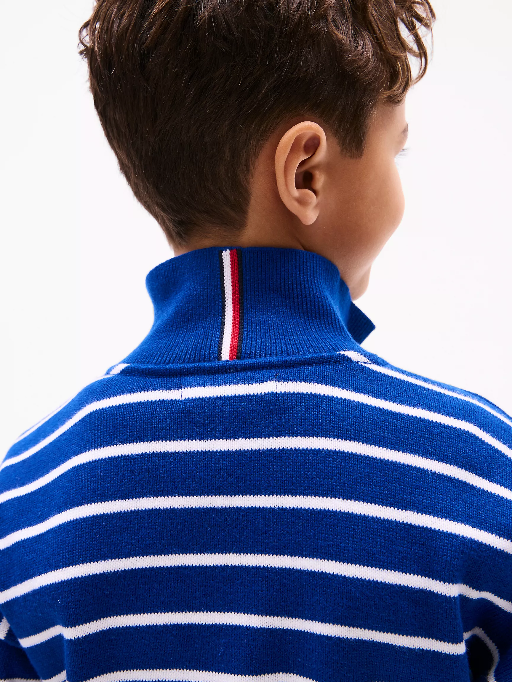 Свитер для мальчика Tommy Hilfiger, Детский свитер в полоску на четвертной молнии