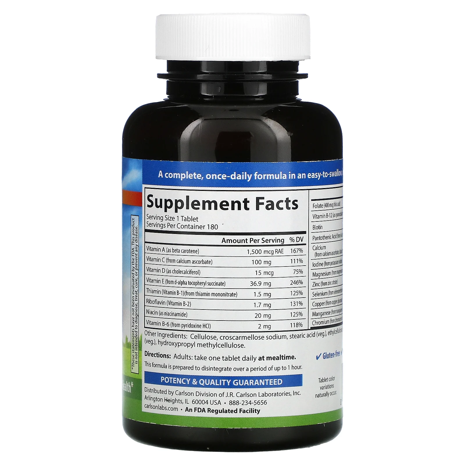 Carlson, Mini-Multi, витамины и минералы, без железа, 180 таблеток