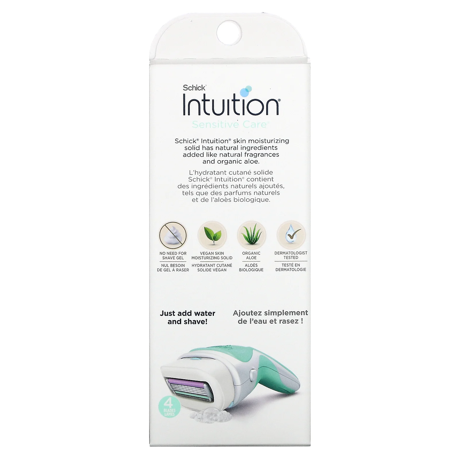 Schick, Intuition, Sensitive Care, «Алоэ и витамин E», 1 бритвенный станок, 2 кассеты
