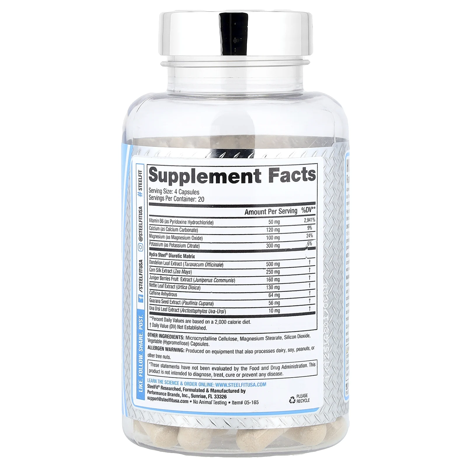 SteelFit, Hydra Steel®, добавка для быстрой потери воды, 80 капсул