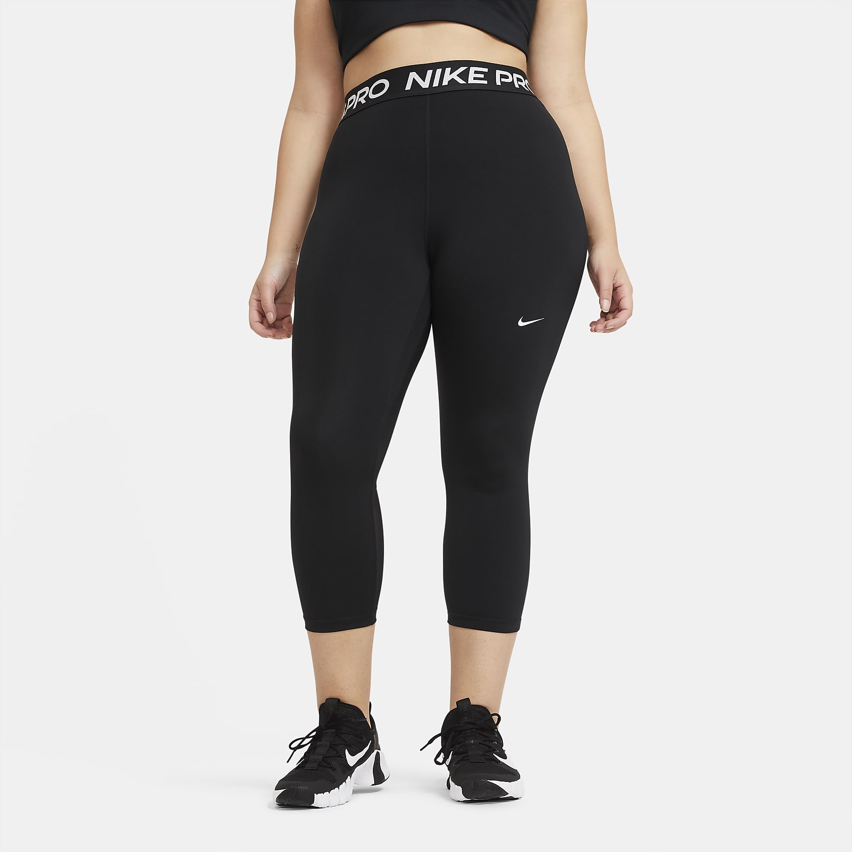 Nike Pro Women's Mid-Rise Crop Mesh-Panel Leggings (Plus Size)