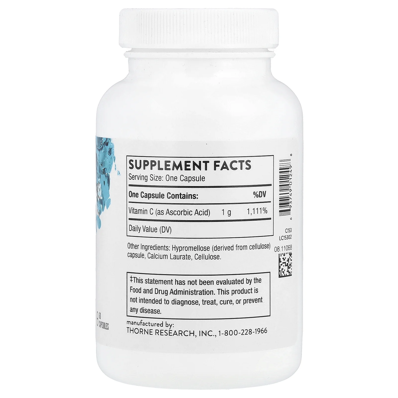 Thorne, аскорбиновая кислота (витамин C), 60 капсул