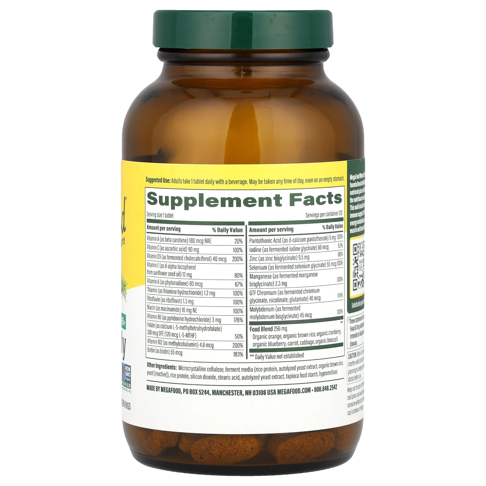 MegaFood, мультивитамины для женщин старше 55 лет, для приема один раз в день, 120 таблеток