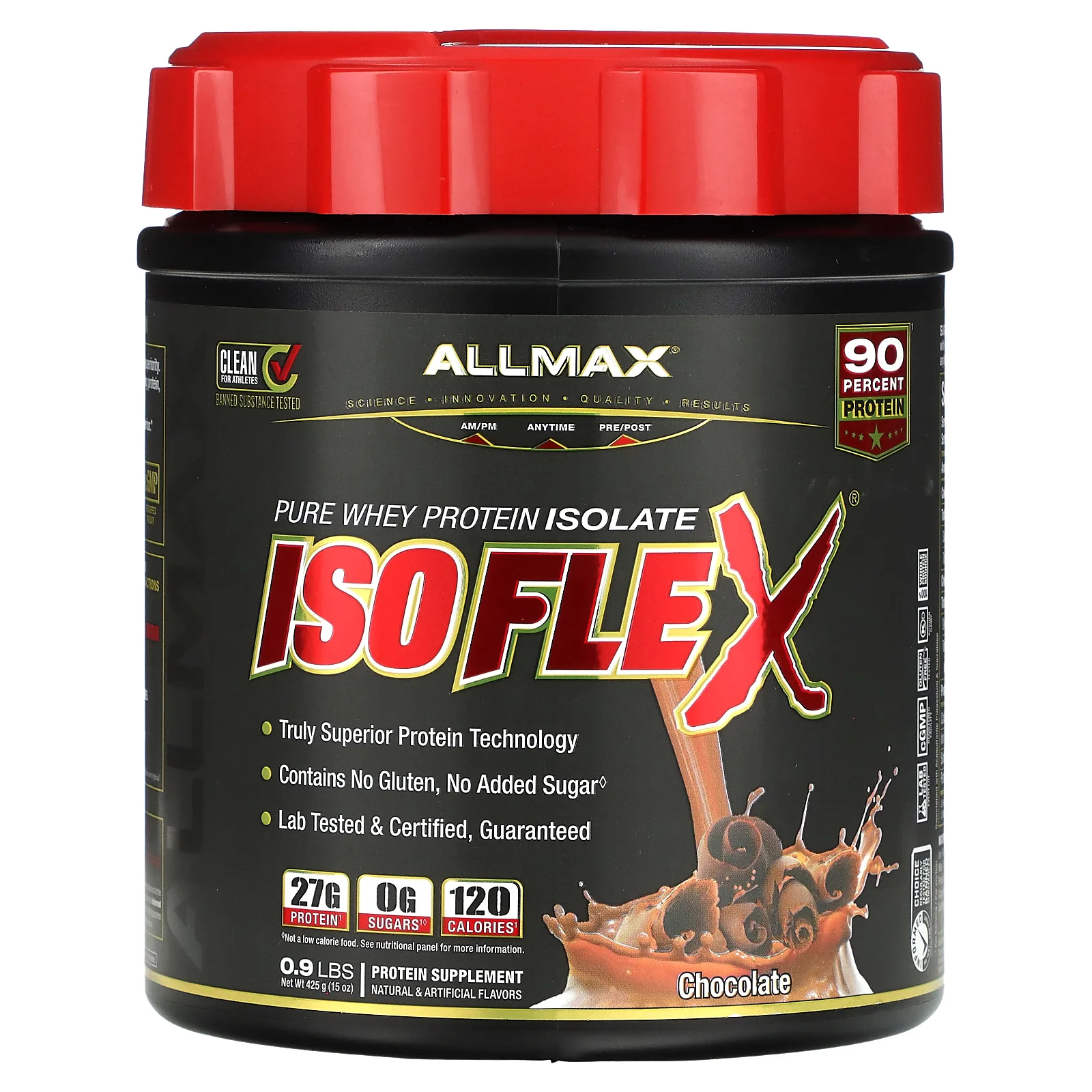ALLMAX, Isoflex, на 100% чистый изолят сывороточного протеина, со вкусом шоколада, 425 г (0,9 фунта)