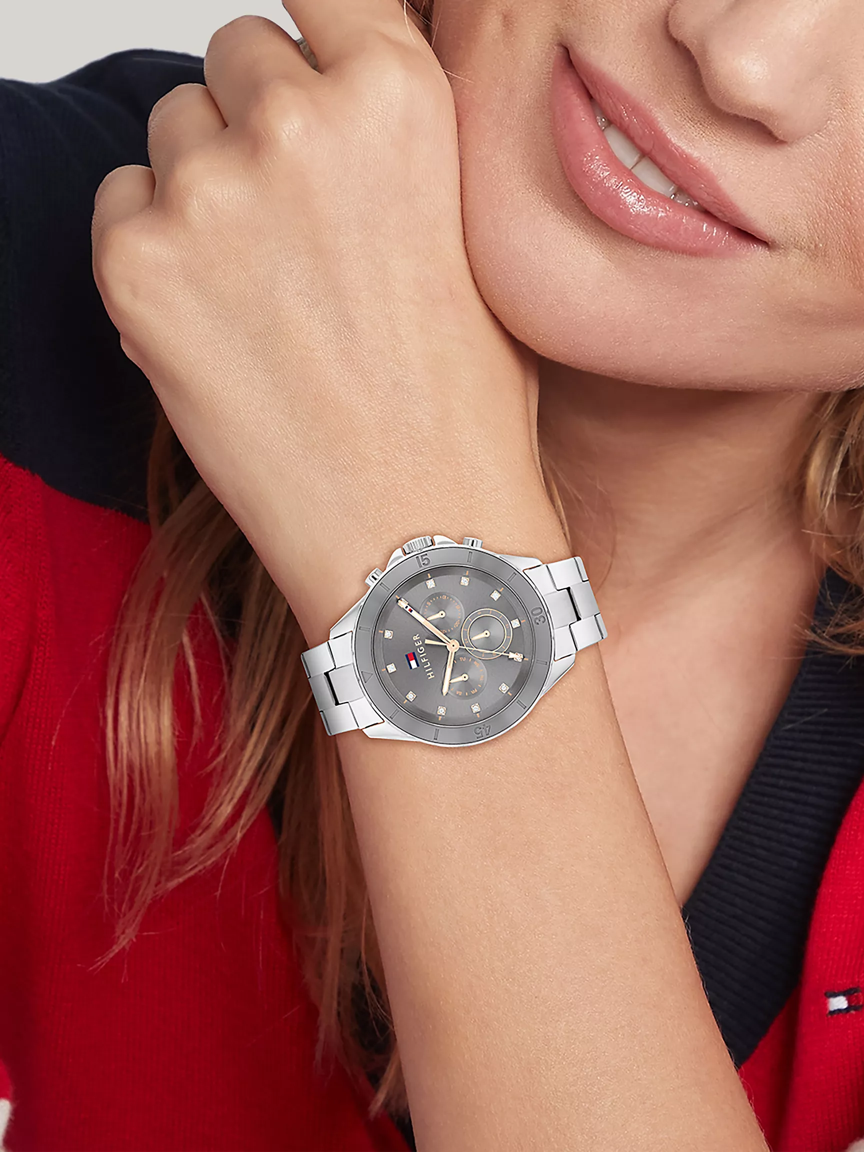 Женские часы Tommy Hilfiger, Часы 40 мм в стиле boyfriend с серым циферблатом