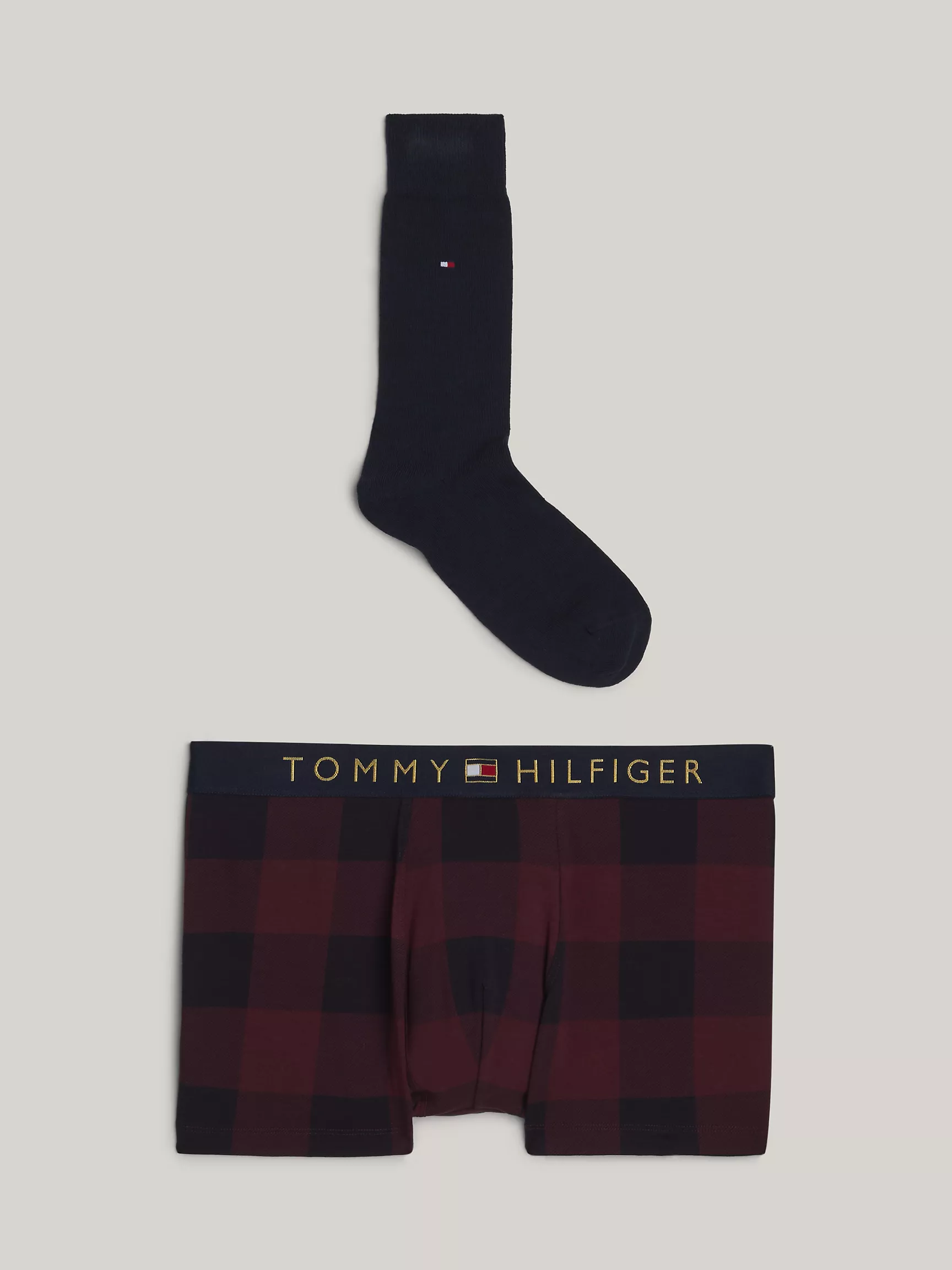 Мужское нижнее белье Tommy Hilfiger, Комплект из клетчатых трусов и носков с логотипом Tommy (2 предмета)