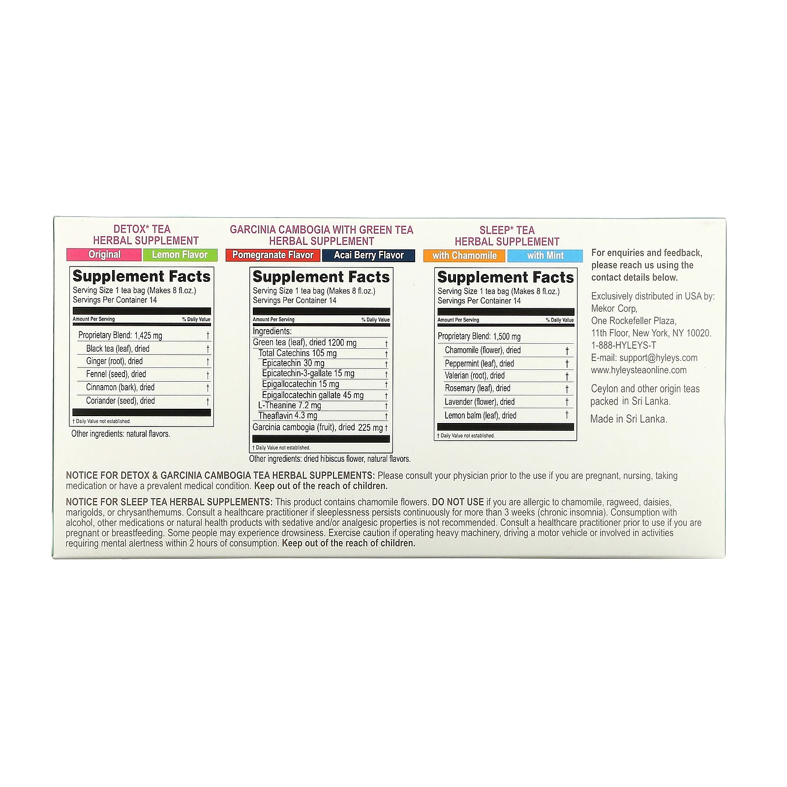 Hyleys Tea, Detox Kit, 14-дневное очищение, разные вкусы, 42 чайных пакетика в фольгированной упаковке, 63,0 г (2,22 унции)