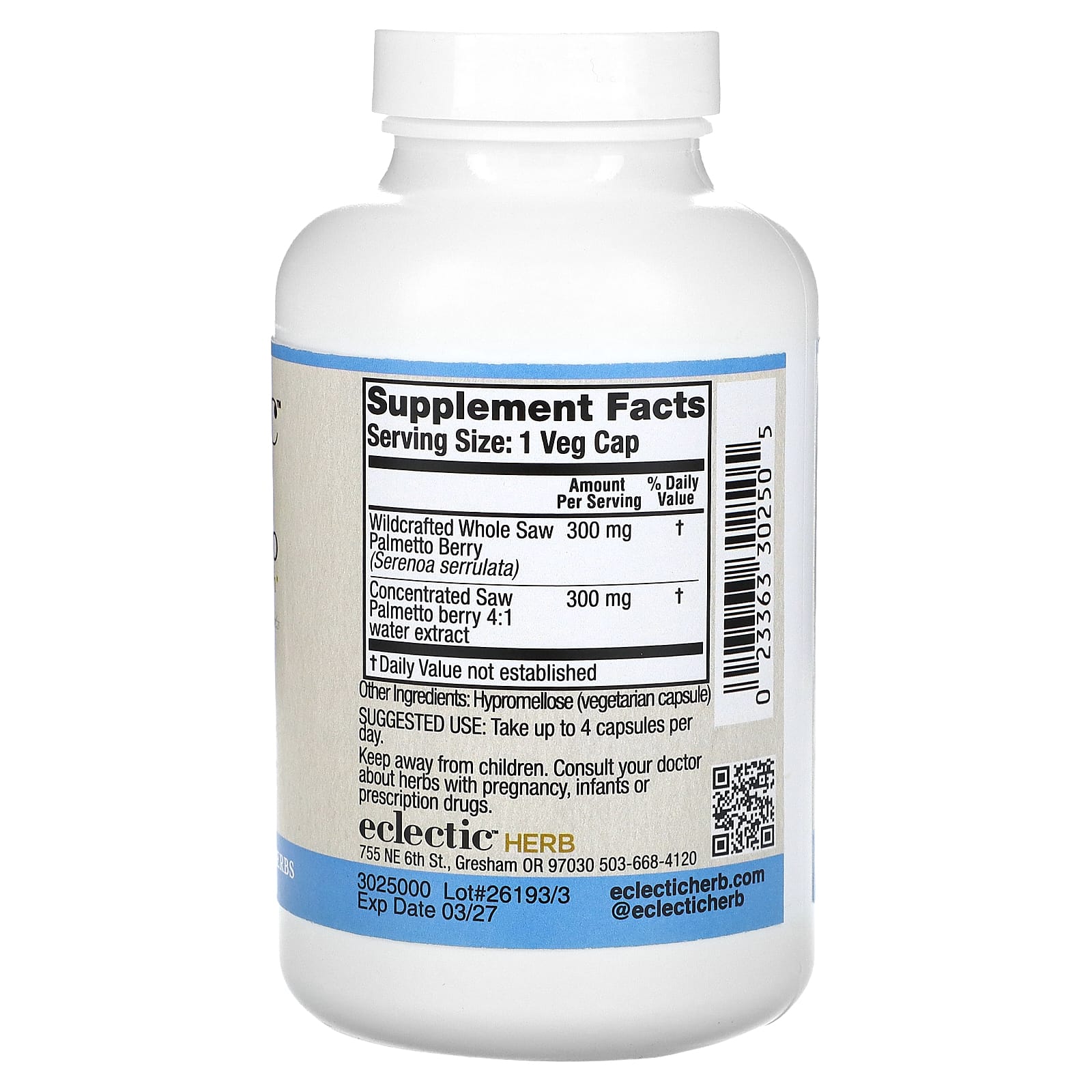 Eclectic Herb, Herb, сереноя, 600 мг, 240 капсул VegCaps