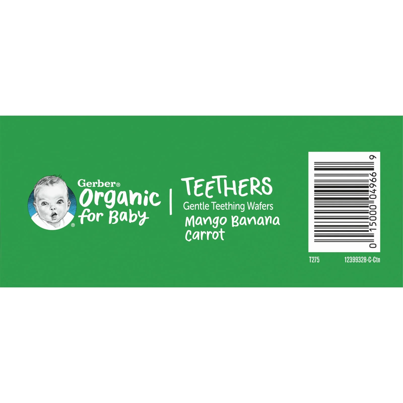 Gerber, Organic for Baby, вафли для защиты зубов, от 7 месяцев, манго, банан и морковь, 12 пакетиков по 2 шт. В индивидуальной упаковке, по 2 вафли