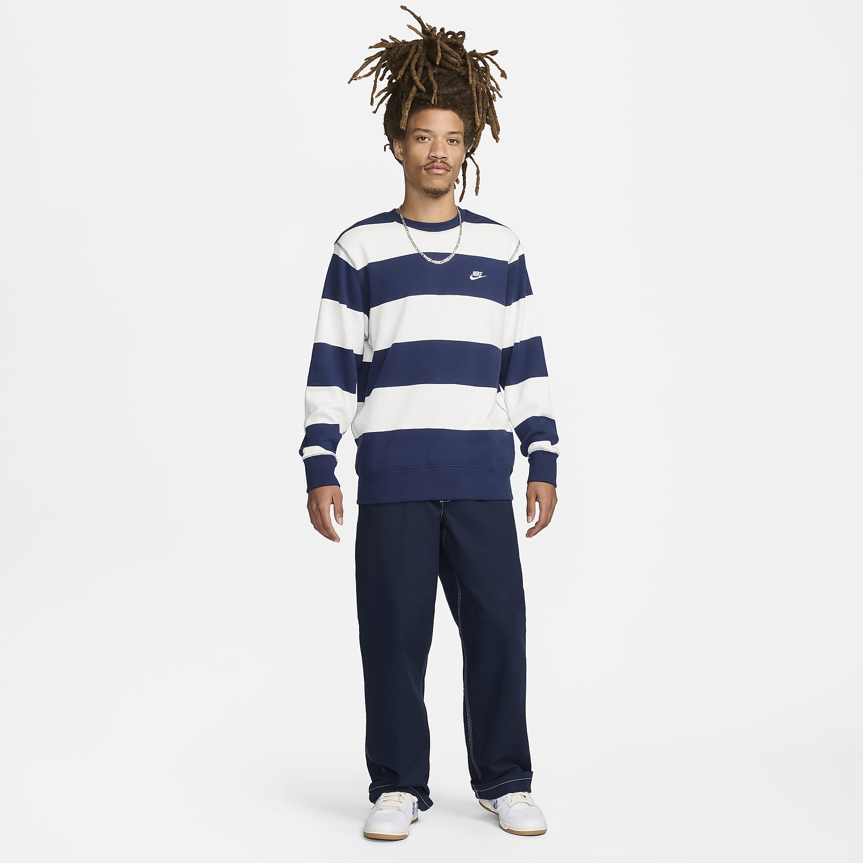 Nike Club Fleece Men's Striped Heavyweight French Terry Crew