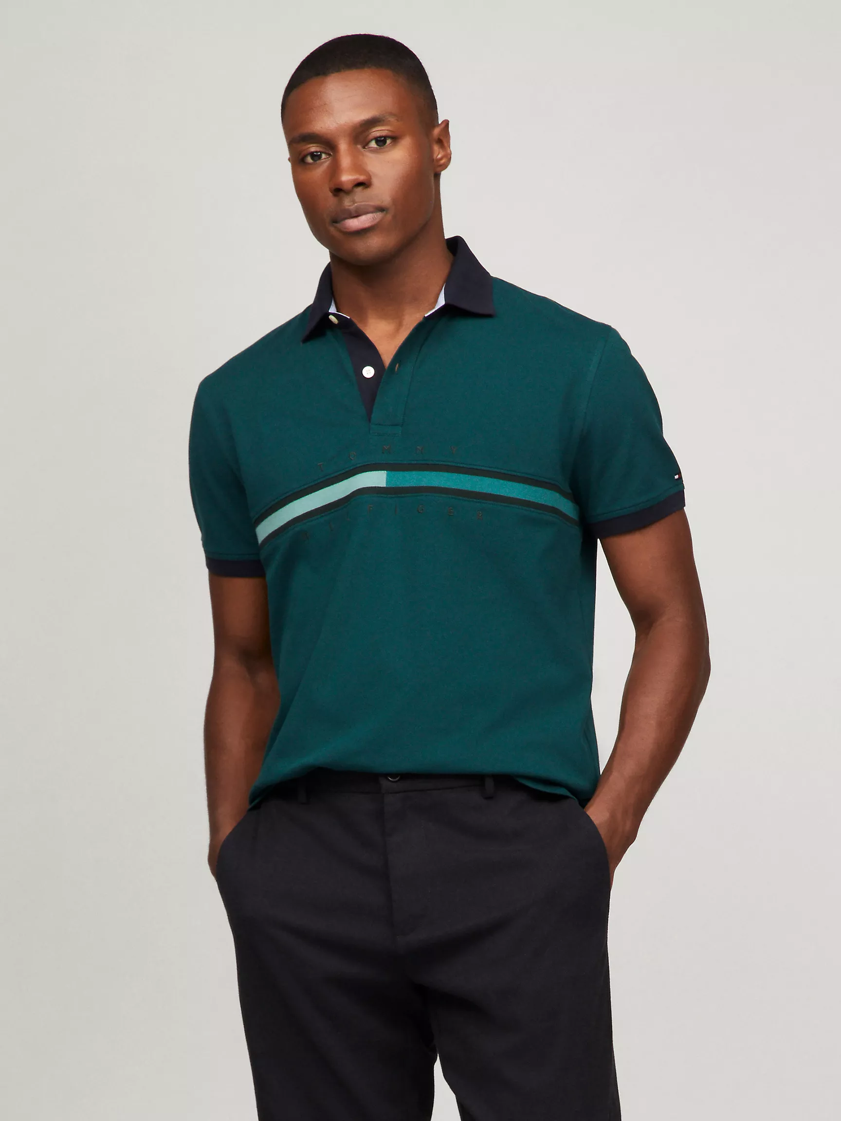 Мужское поло Tommy Hilfiger, Полосатое поло стандартного кроя в тон Tommy