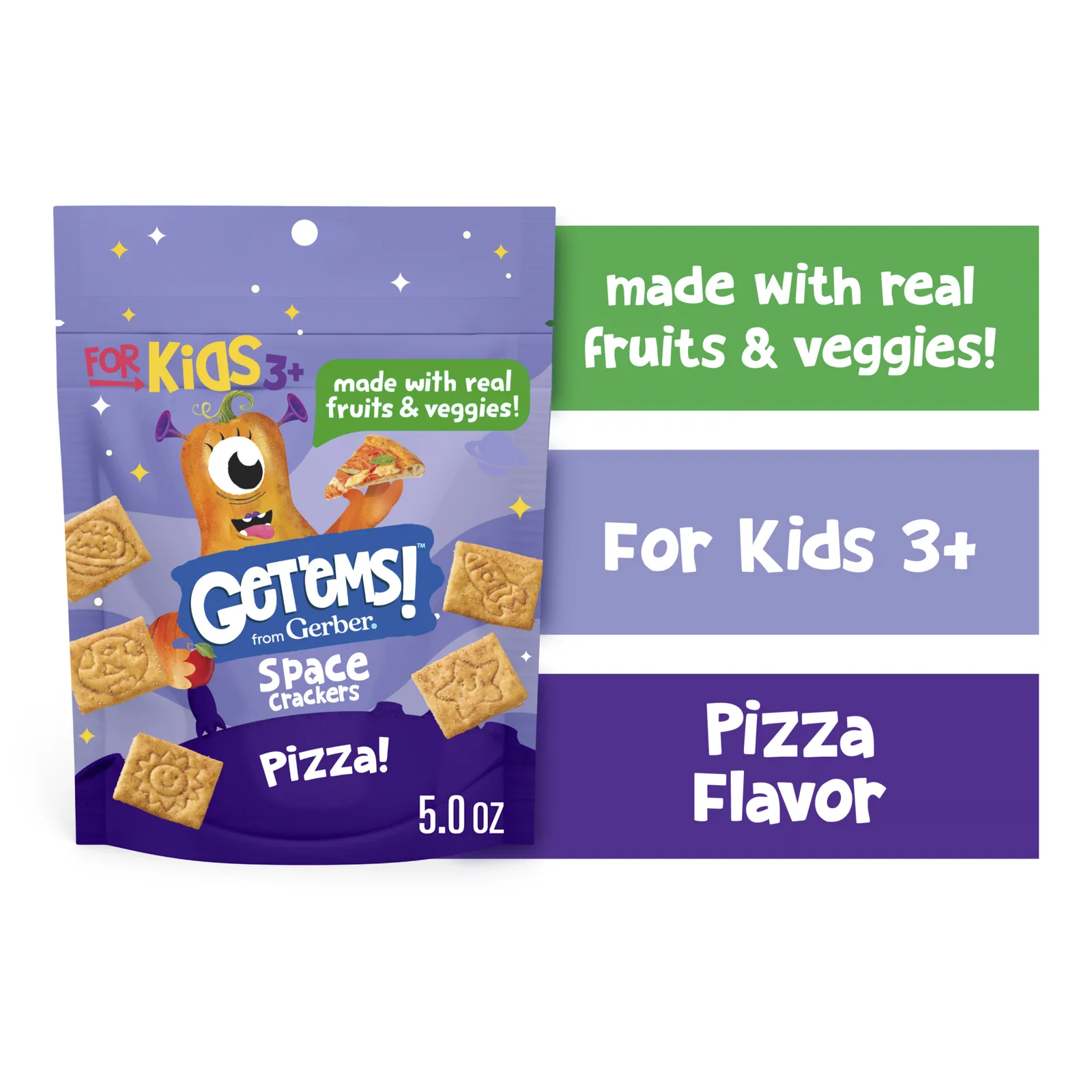 Gerber, Get'ems! ™, космические крекеры, для детей от 3 лет, пицца, 142 г (5 унций)