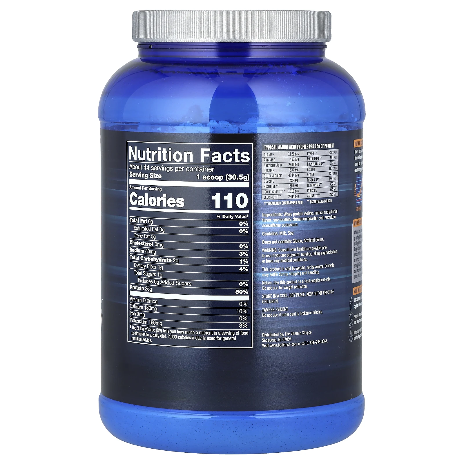 BodyTech, Изолят сывороточного протеина, хлопья с корицей, 1360 г (3 фунта)