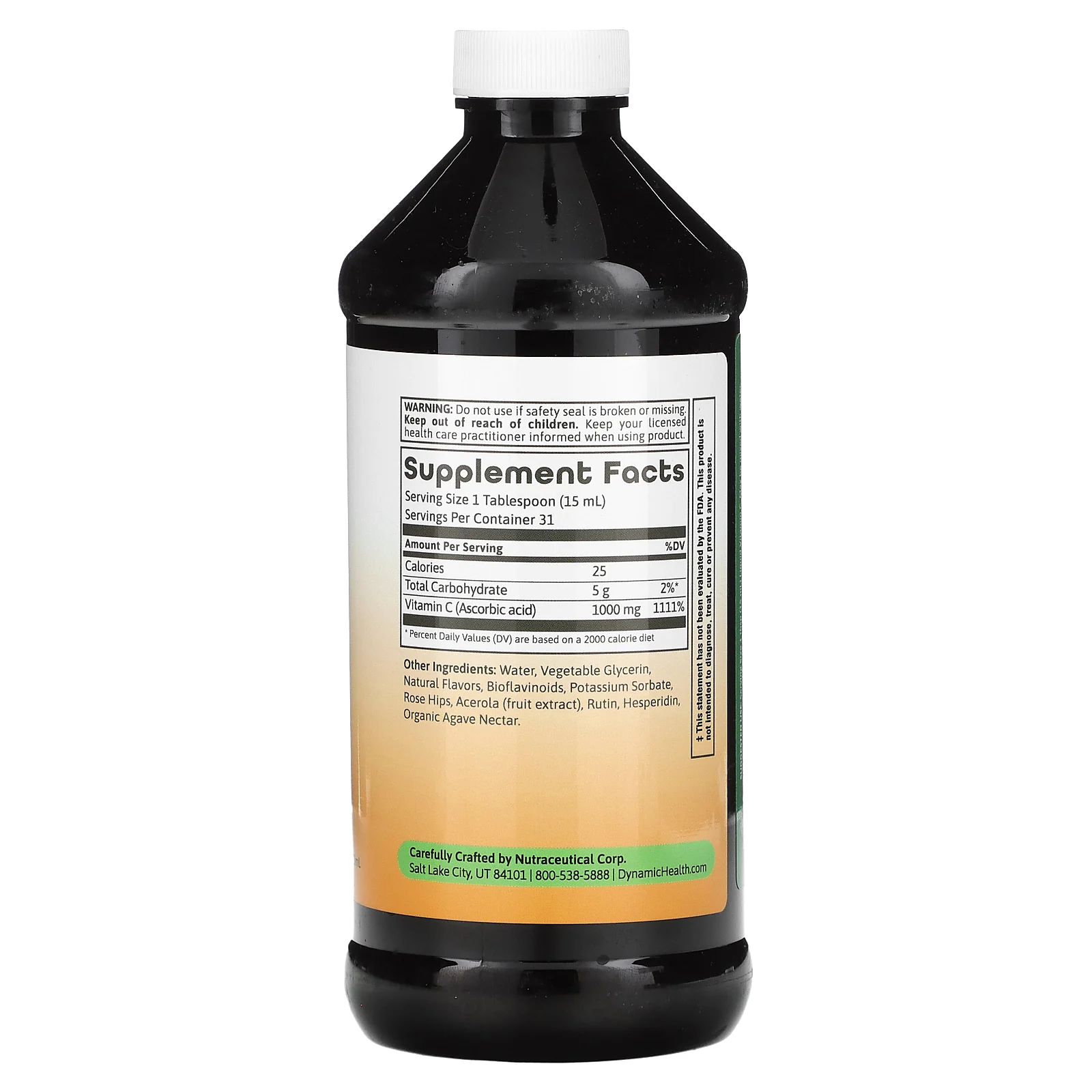 Dynamic Health, Жидкий витамин С, натуральные ароматизаторы со вкусом цитрусовых, 1000 мг, 473 мл (16 жидк. унций)