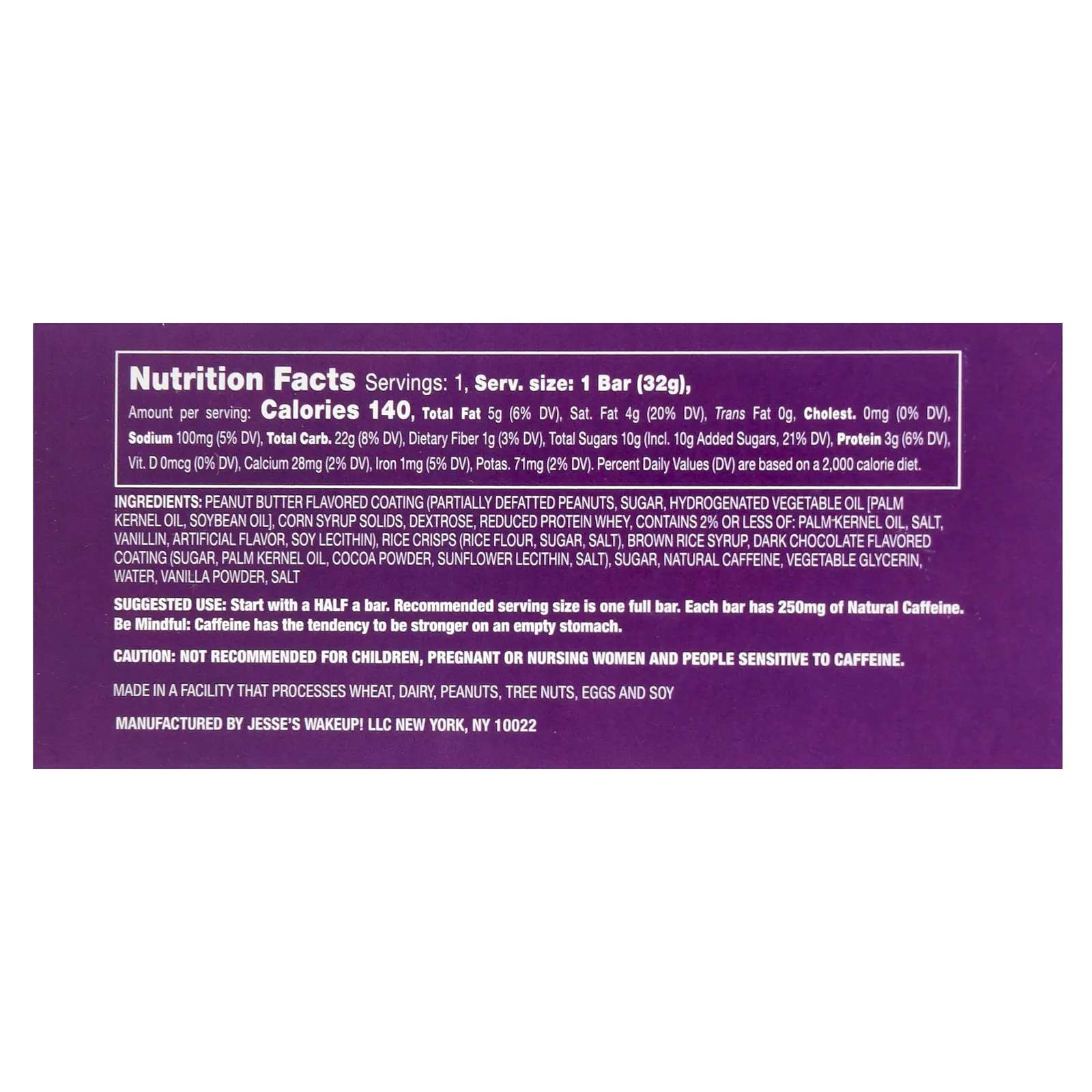 Jesse's WAKEUP!, Rice Crisp Bars, арахисовая паста, 6 пакетиков по 32 г (1,13 унции)