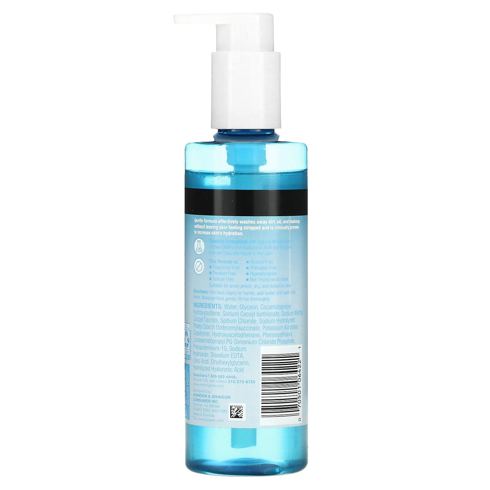 Neutrogena, Hydro Boost с гиалуроновой кислотой, увлажняющий очищающий гель, без отдушек, 230 мл (7,8 жидк. Унции)