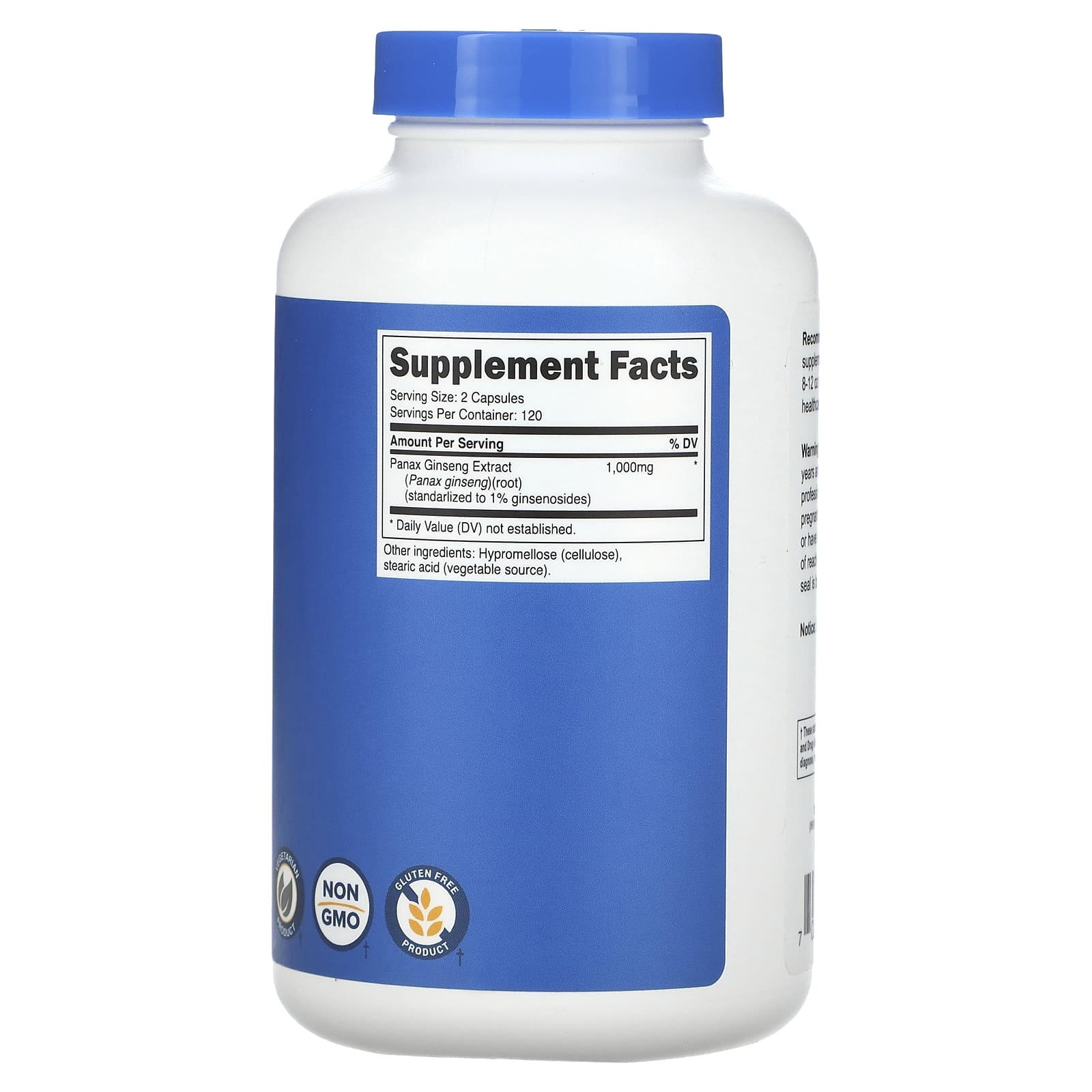 Nutricost, женьшень обыкновенный, 1000 мг, 240 капсул (500 мг в 1 капсуле)