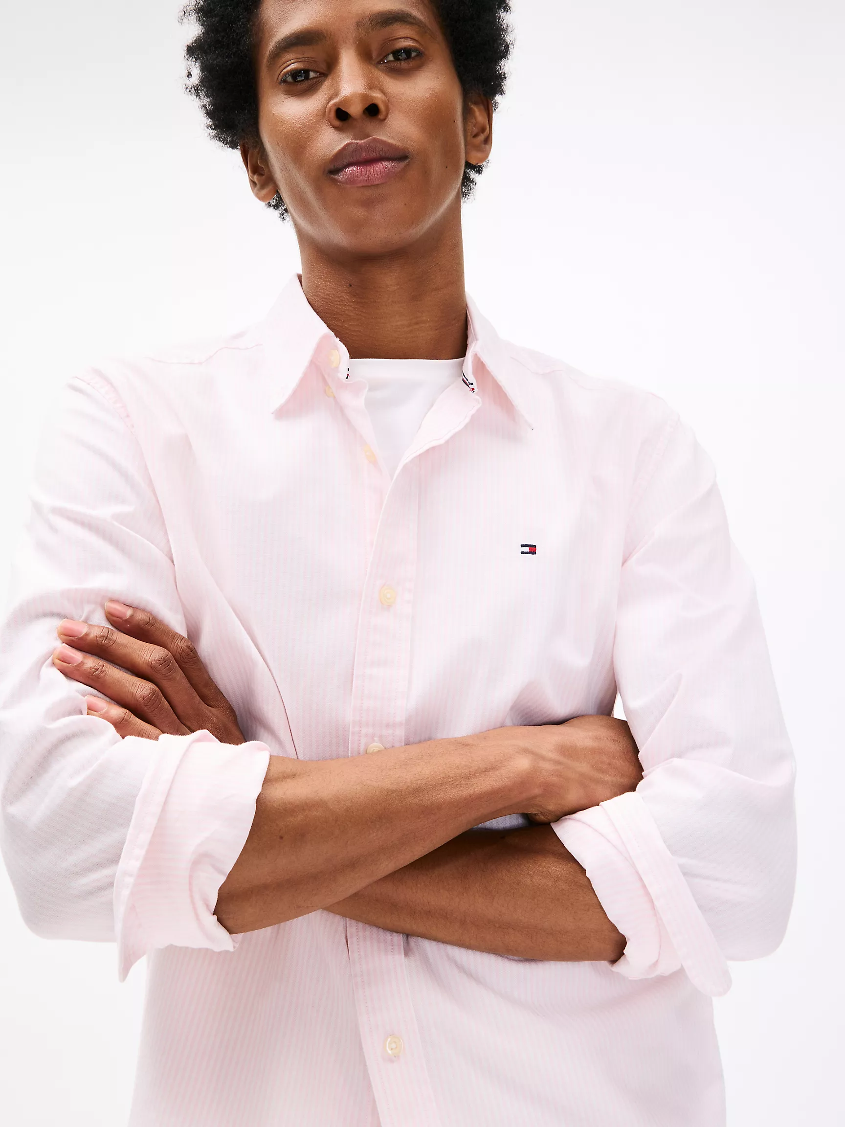 Мужская рубашка Tommy Hilfiger, Полосатая эластичная рубашка из оксфорда стандартного кроя