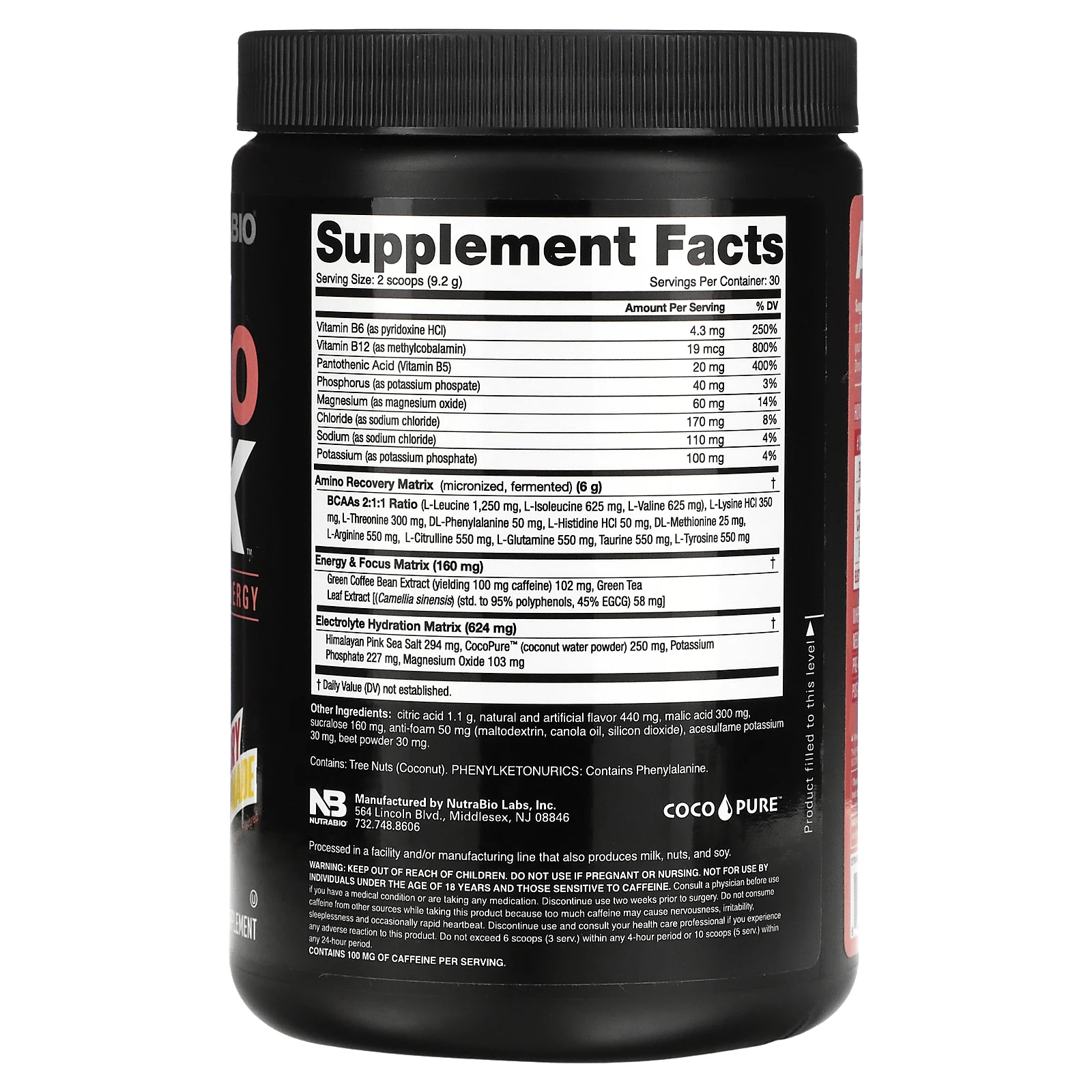 NutraBio, Amino Kick, малиновый лимонад, 276 г (0,61 фунта)