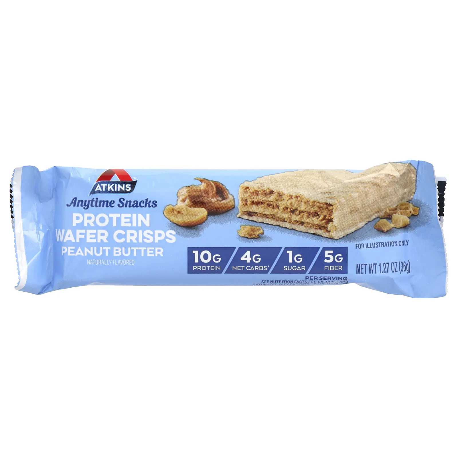 Atkins, Anytime Snacks, протеиновые вафли, с арахисовой пастой, 5 шт. по 36 г (1,27 унции)