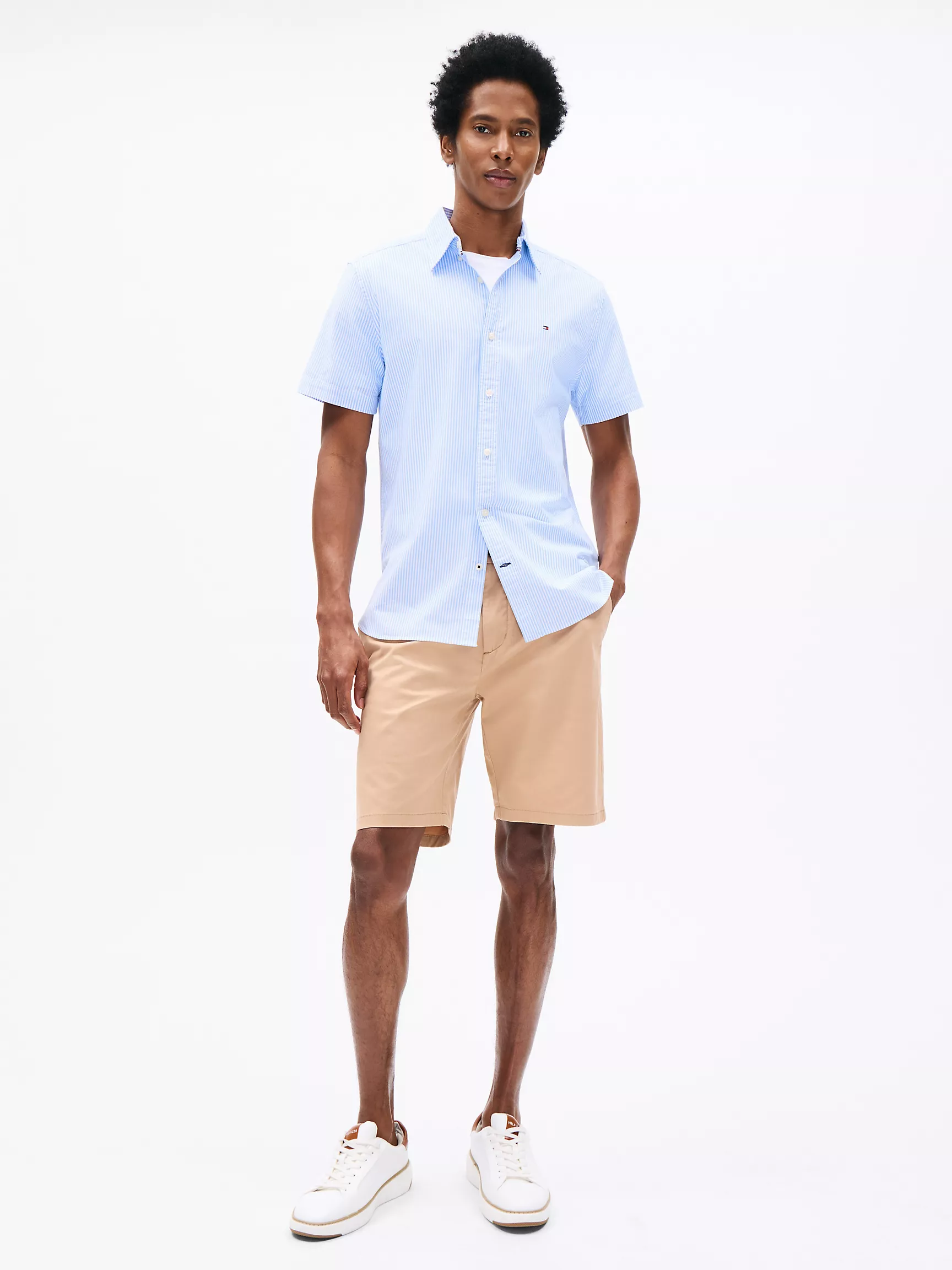 Мужская рубашка Tommy Hilfiger, Рубашка из оксфорда в полоску с короткими рукавами