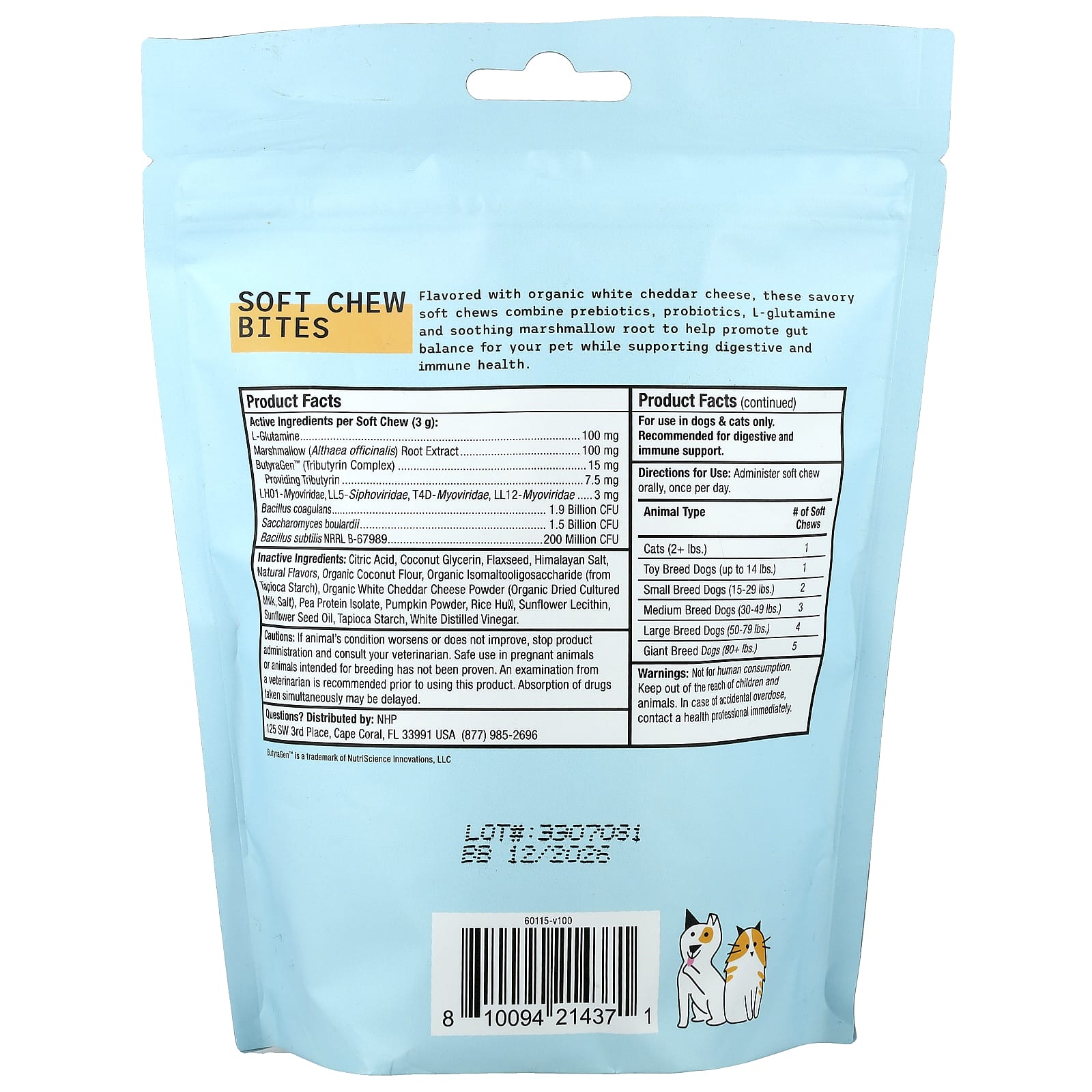 Dr. Mercola, Bark & Whiskers ™, восстанавливает укусы кишечника, для собак и кошек, 180 г (6,34 унции)