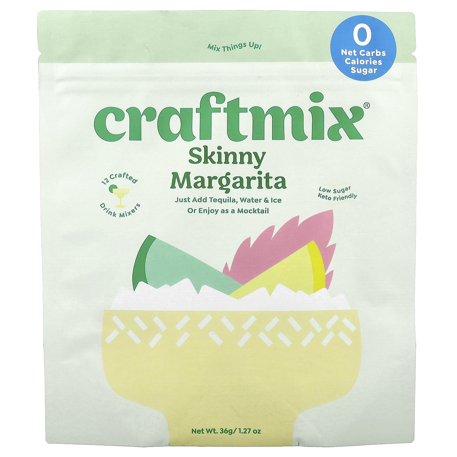 Craftmix, Skinny Margarita, 12 пакетиков, по 3 г (0,11 унции)