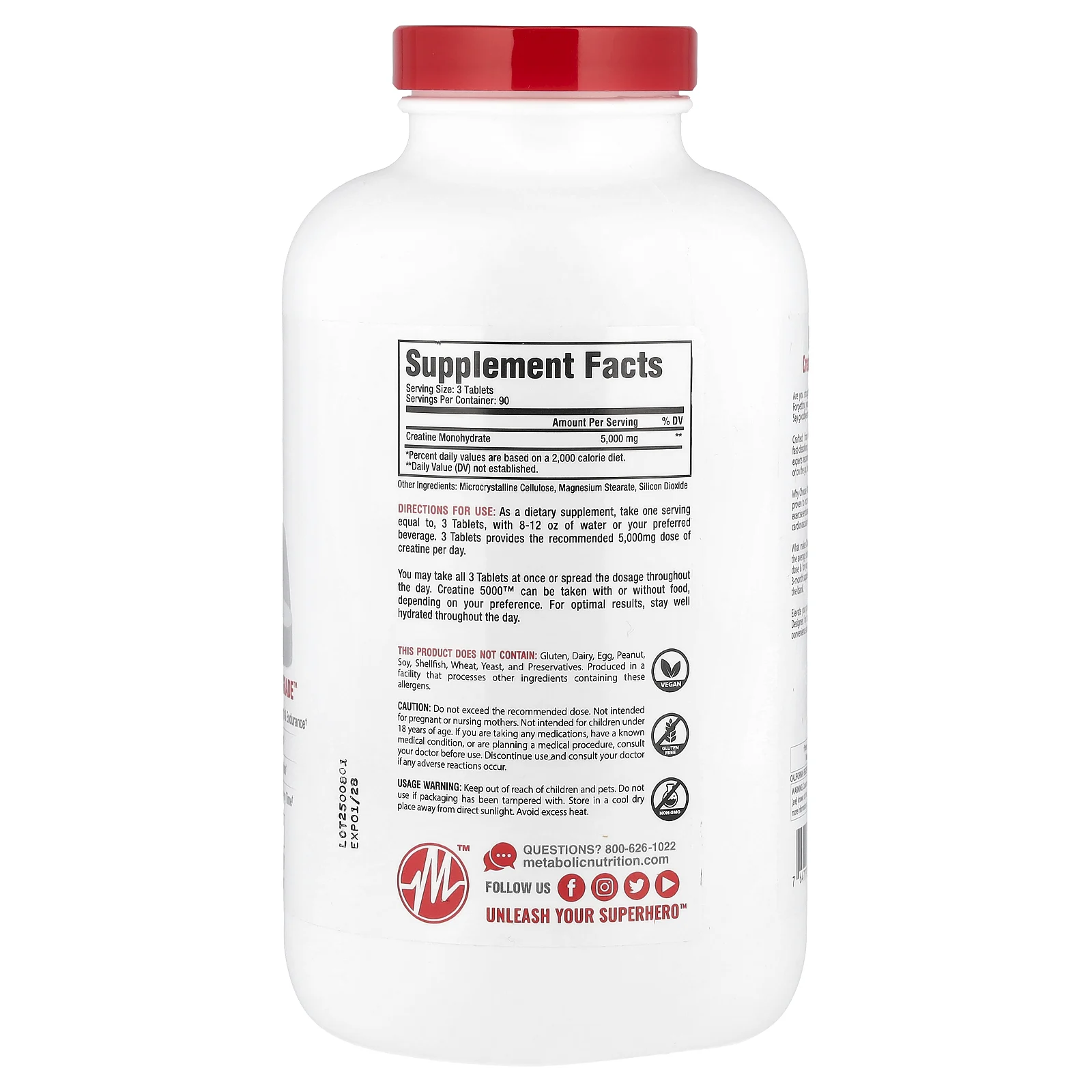 Metabolic Nutrition, Creatine ™ 5000, 5000 мг, 270 таблеток (1666 мг в каждой таблетке)