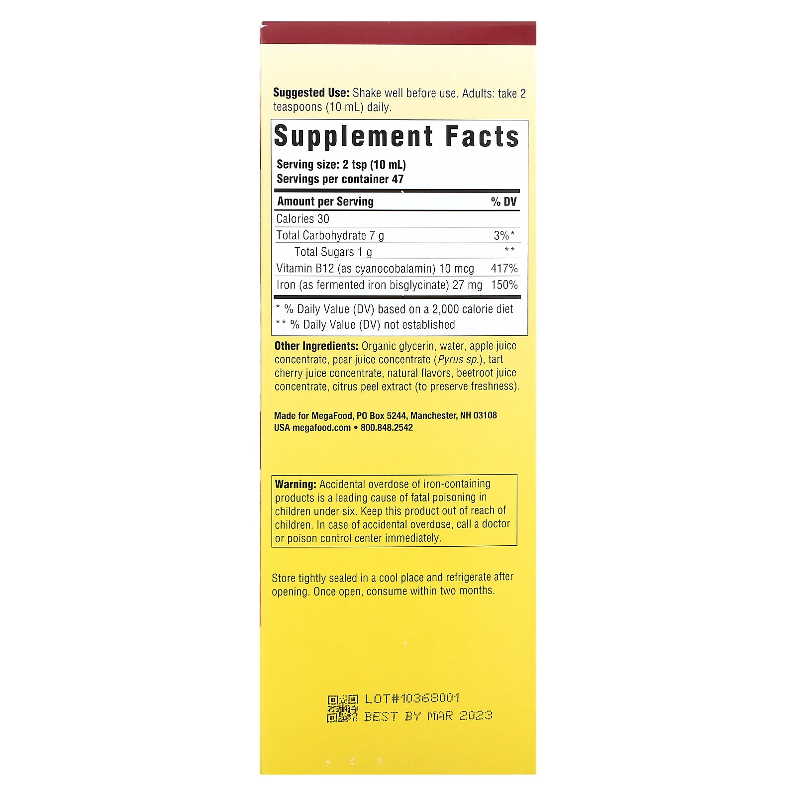 MegaFood, Blood Builder Liquid Iron, Once Daily, Orchard Fruit, 470 мл (15,8 жидк. Унции)