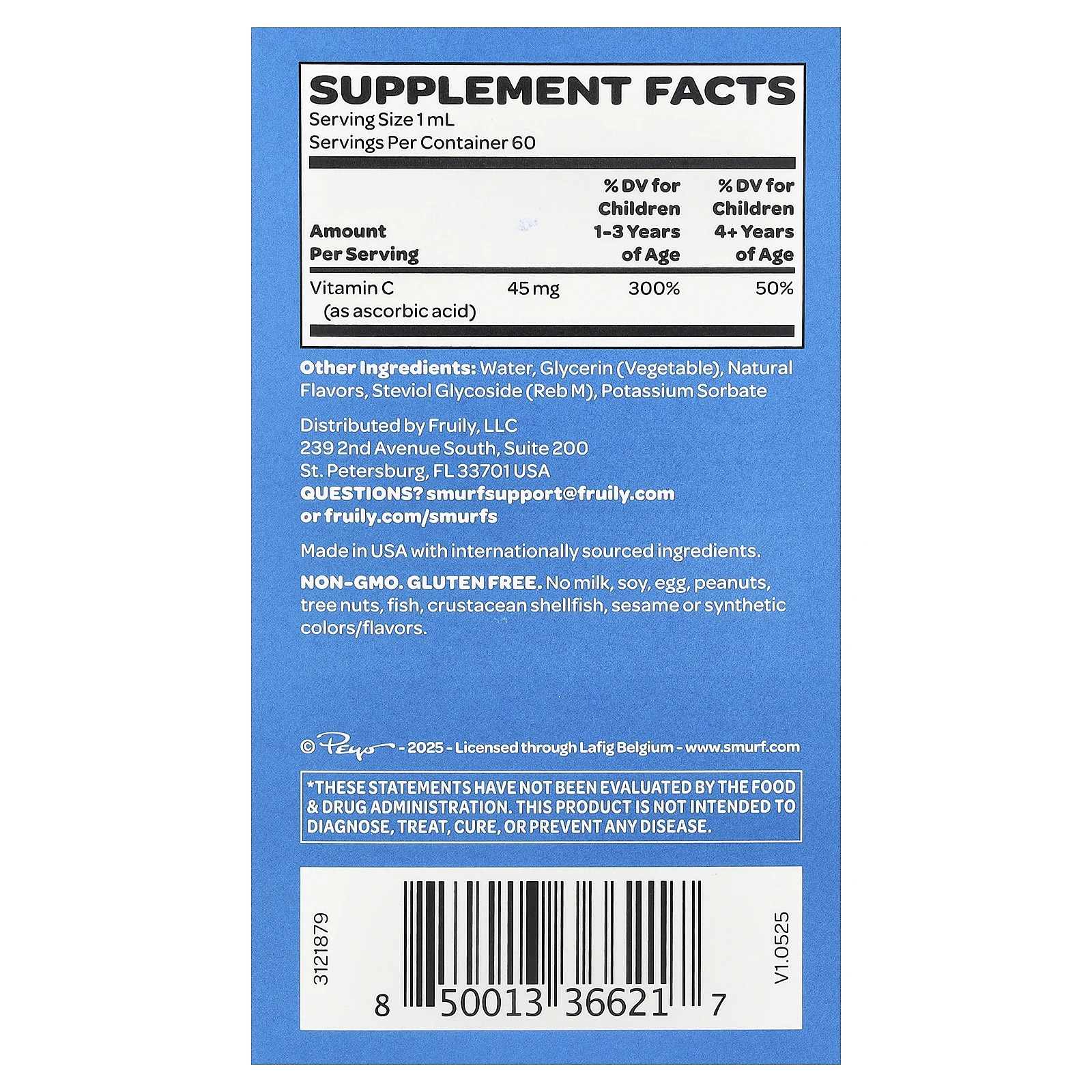 The Smurfs, витамин C в каплях, для детей от 1 года, апельсин, 60 мл (2 жидк. унции)