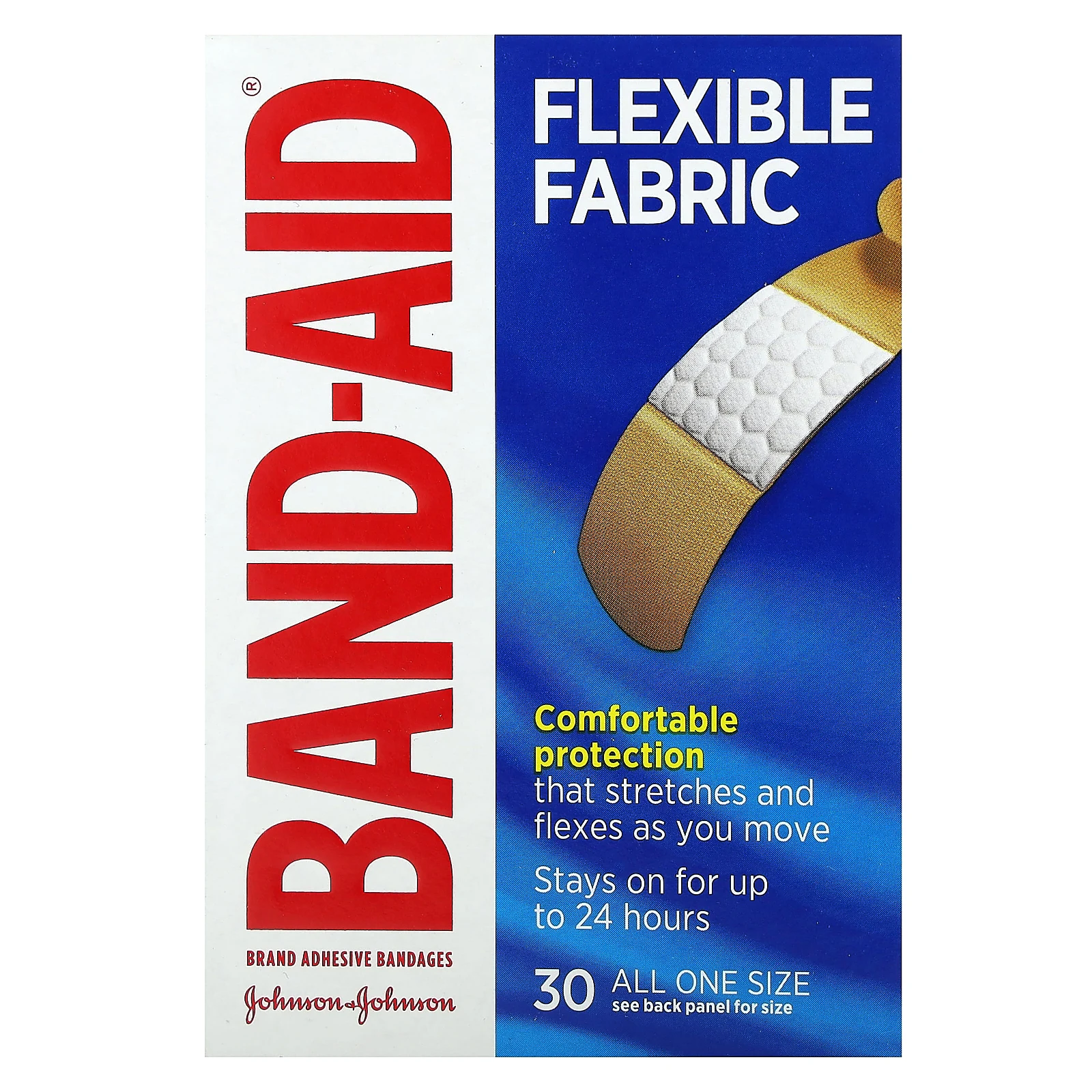 Band Aid, Лейкопластырные повязки, гибкая ткань, 30 повязок
