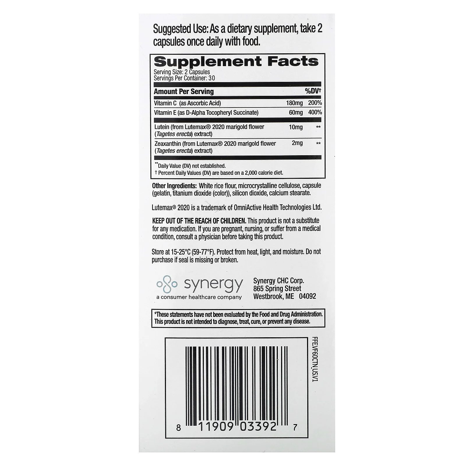 Focus Factor, Vision Formula, 60 капсул