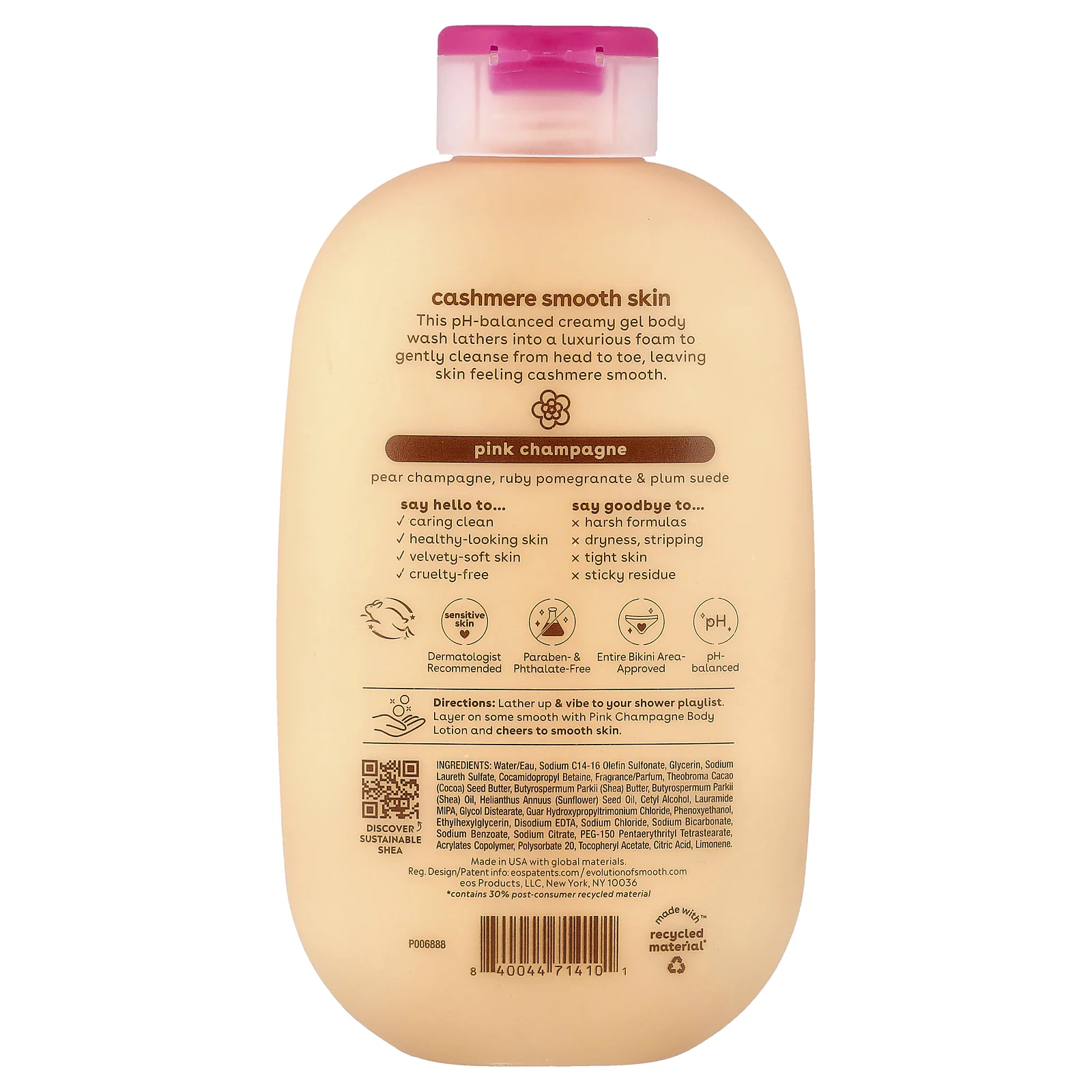 EOS, Shea Better™, гель для душа из кашемира, розовое шампанское, 473 мл (16 жидк. унций)