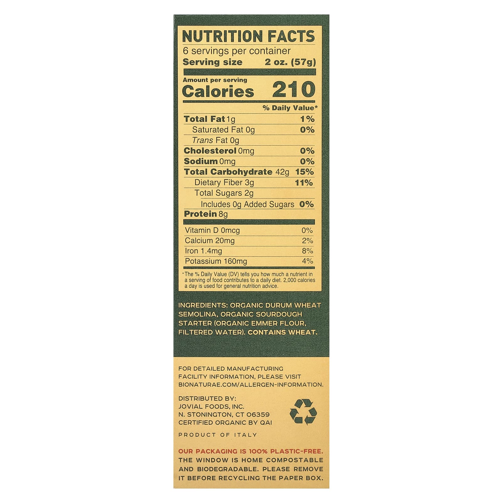 Bionaturae, Sourdough Penne Rigate, 12 oz (340 g)