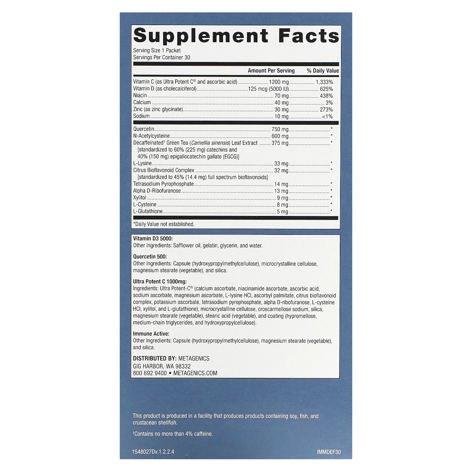 Metagenics, Immune Defense Pack, 30 пакетиков