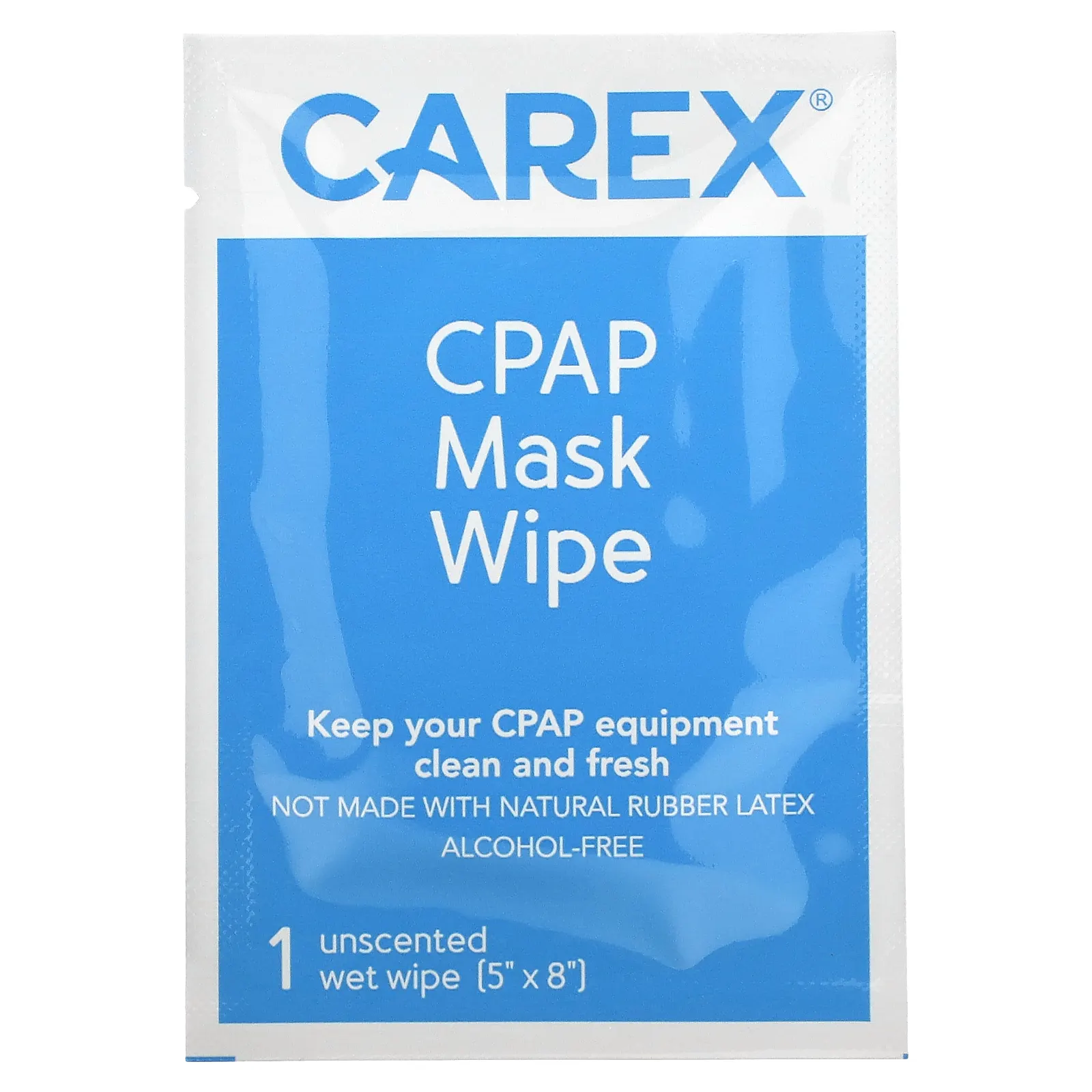 Carex, Протирочная маска с CPAP-маской, дорожный пакет, без запаха, 10 салфеток