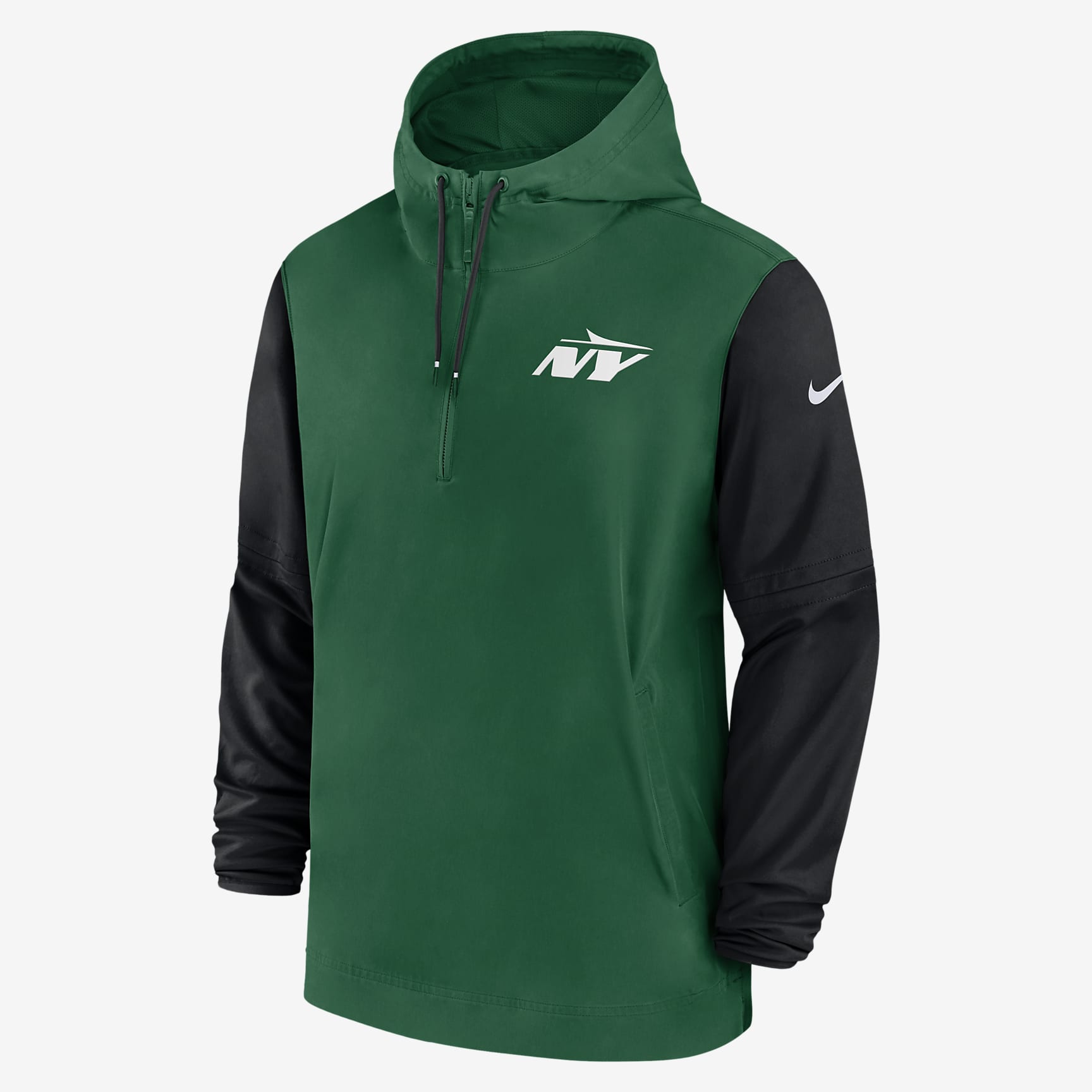 New York Jets Sideline Pre-Game Player Men's Nike NFL 1/2-Zip Hooded Jacket
