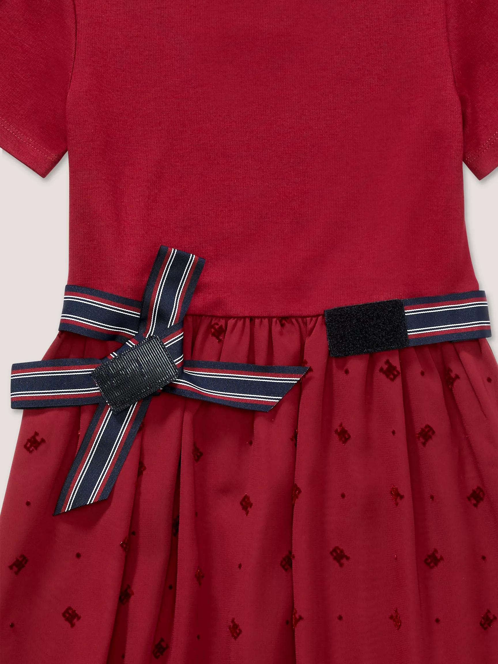 Платье для девочек Tommy Hilfiger, Детское платье с бантом из репсовой ленты и монограммой TH