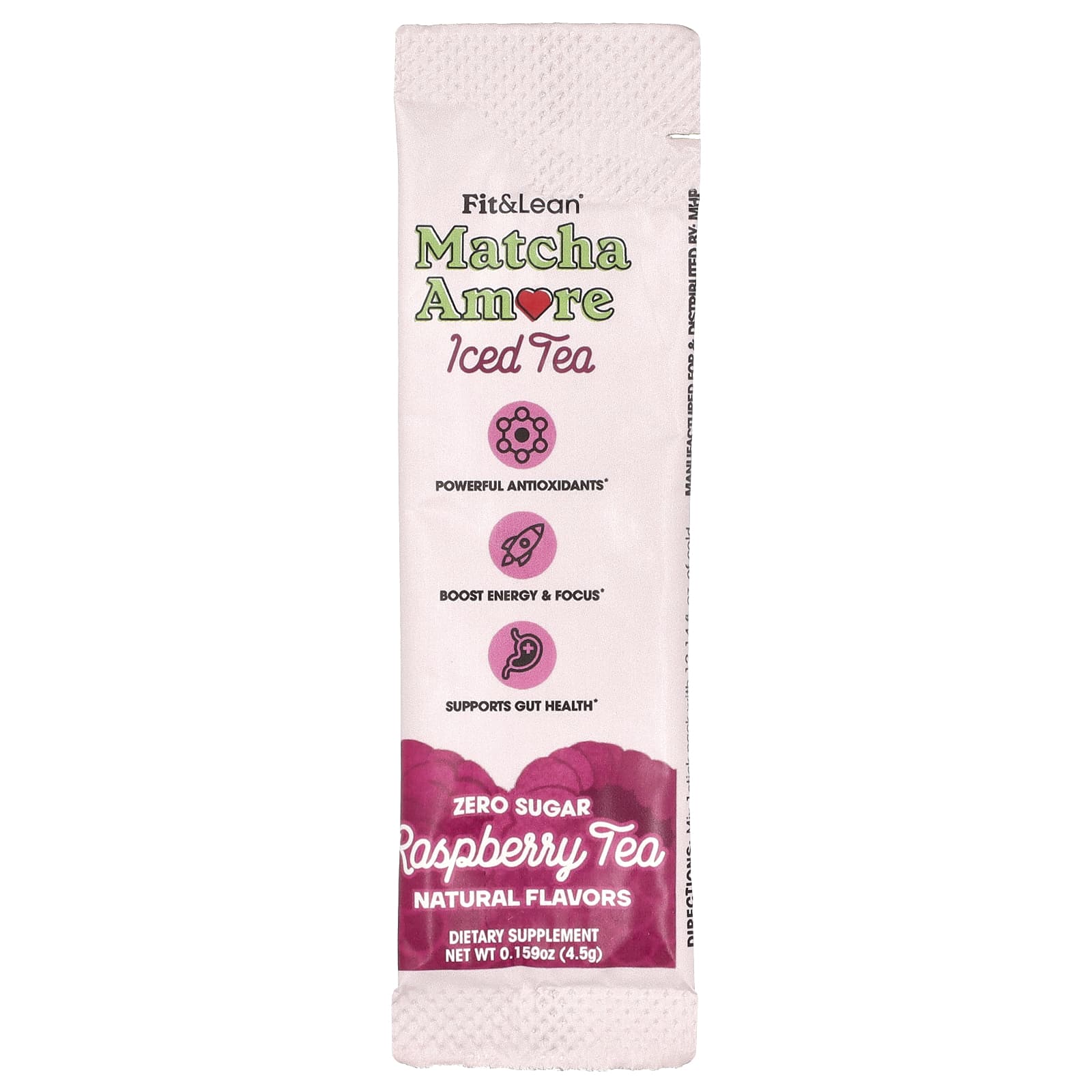 Fit & Lean, Чай со льдом Matcha Amore, малиновый чай, 10 пакетиков в стиках по 4,5 г (0,16 унции)