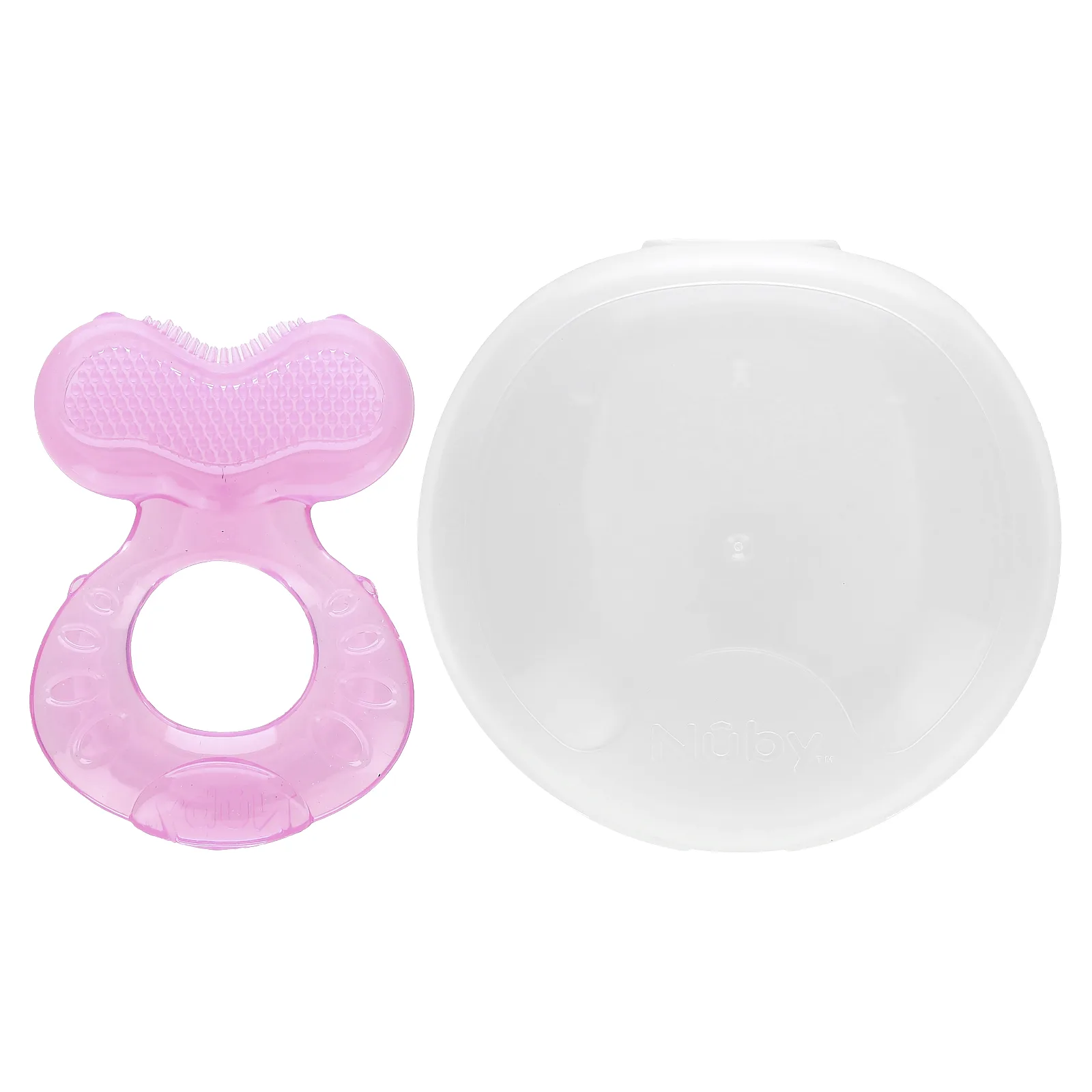 Nuby, Teethe-eez, силиконовые прорезыватели для зубов, для детей от 3 месяцев, розовые, набор из 2 предметов
