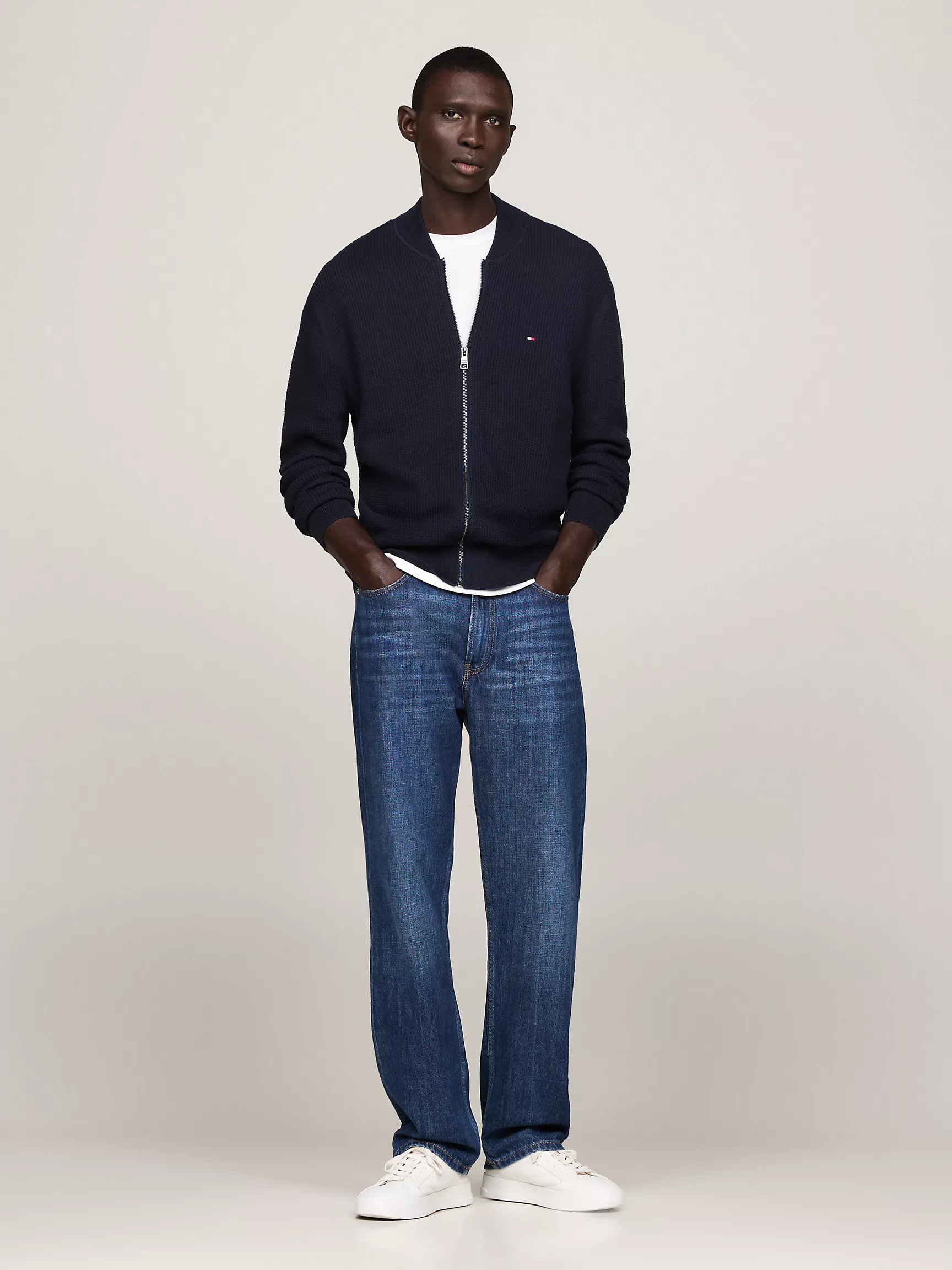 Мужской свитер Tommy Hilfiger, Фактурный вязаный свитер на молнии